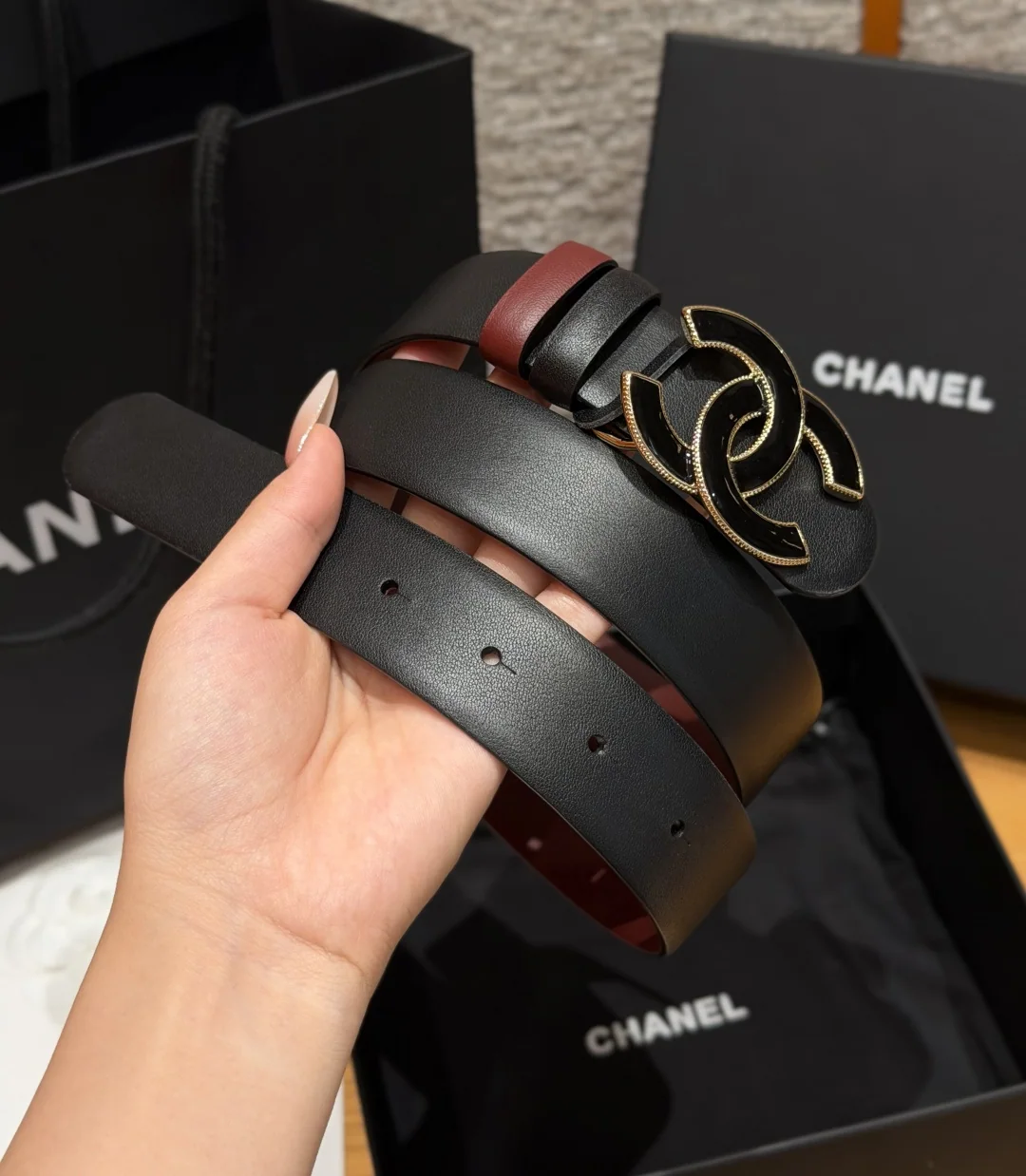 샤넬 리버시블 송아지가죽 버클 벨트 30mm 상세 이미지 2