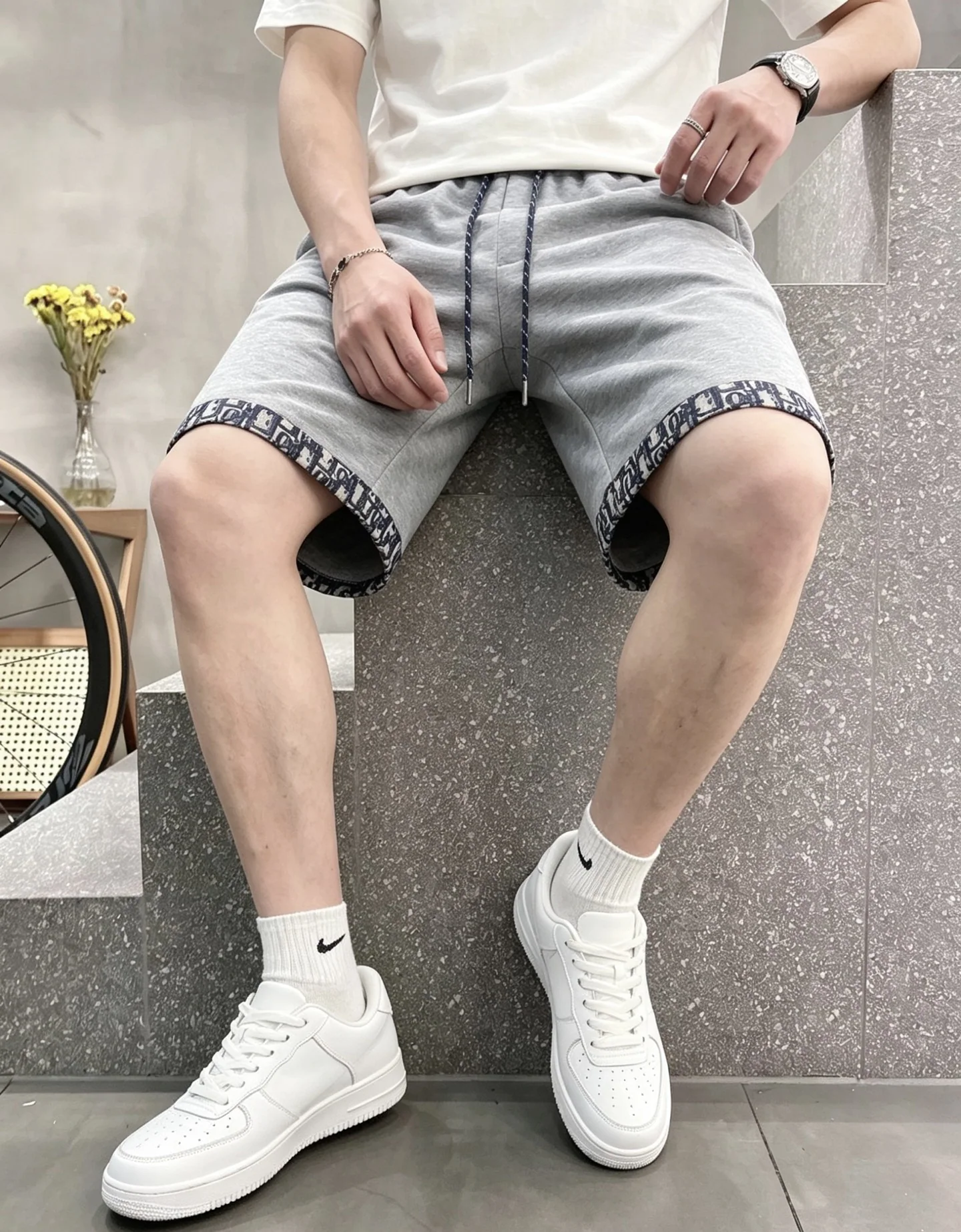 디올 남성 고급 코튼 반바지 상세 이미지 5