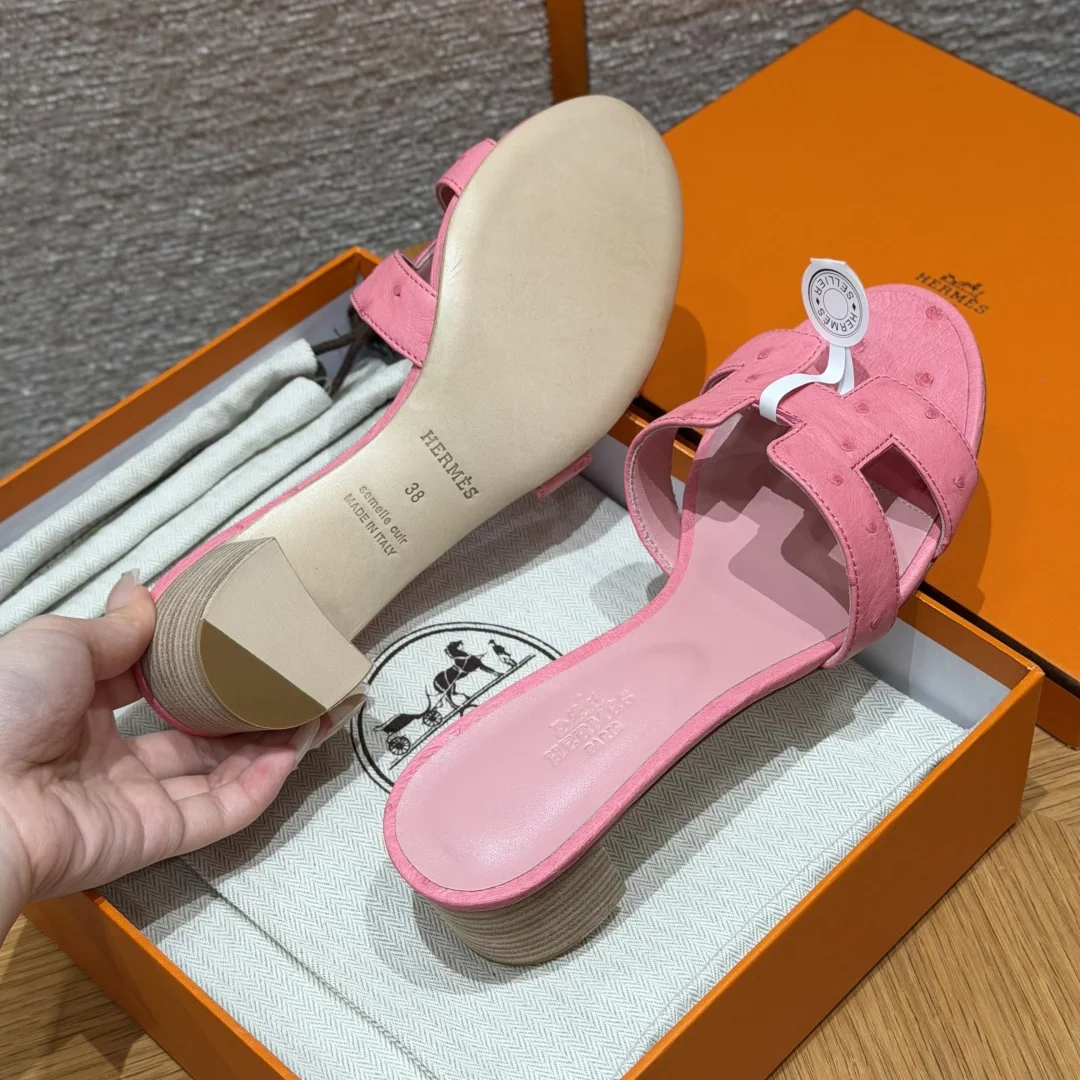 에르메스 오아시스 타조 가죽 하이힐 샌들 상세 이미지 7