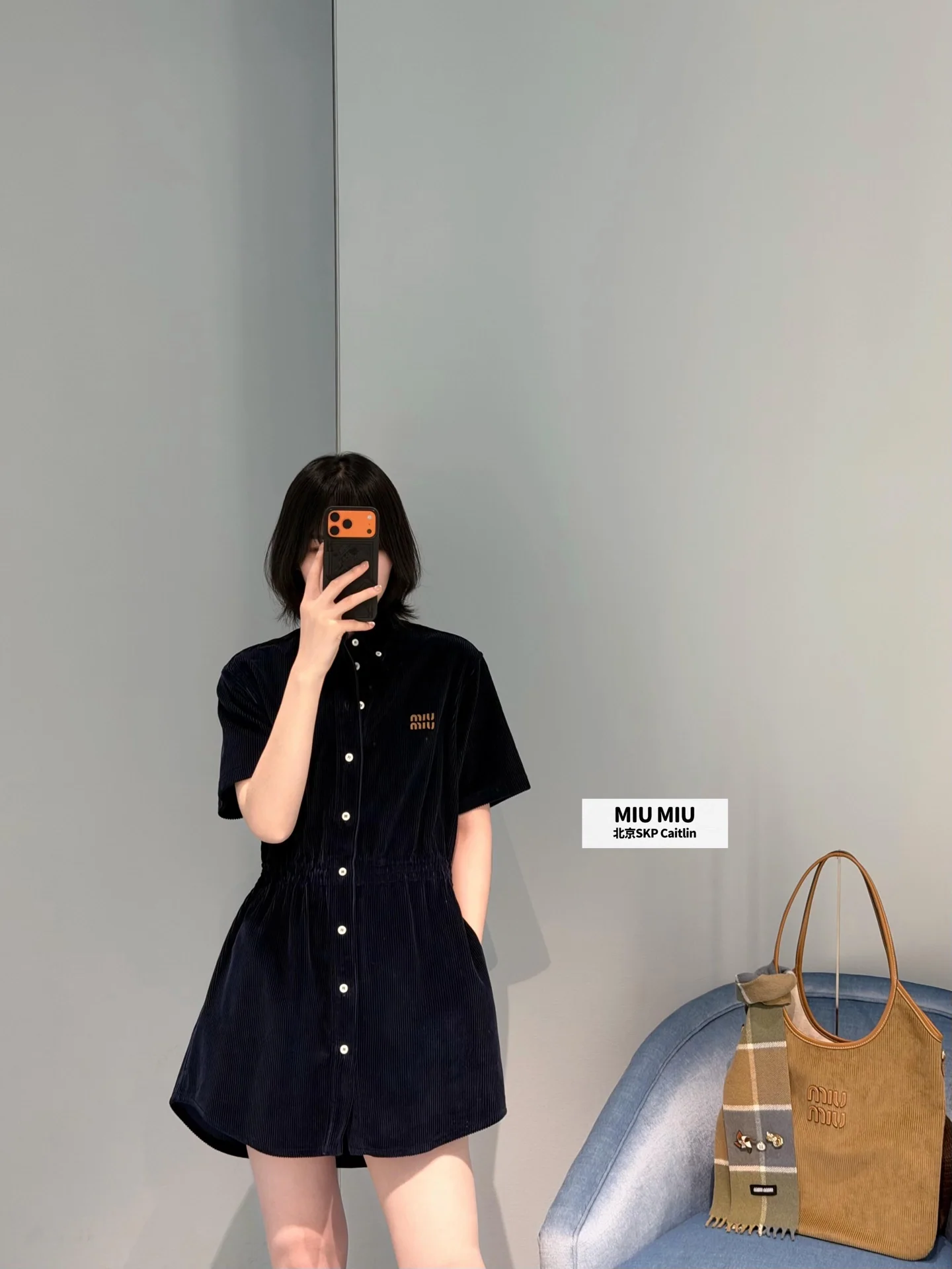 미우미우 코듀로이 반소매 원피스 26 SS 상세 이미지 6
