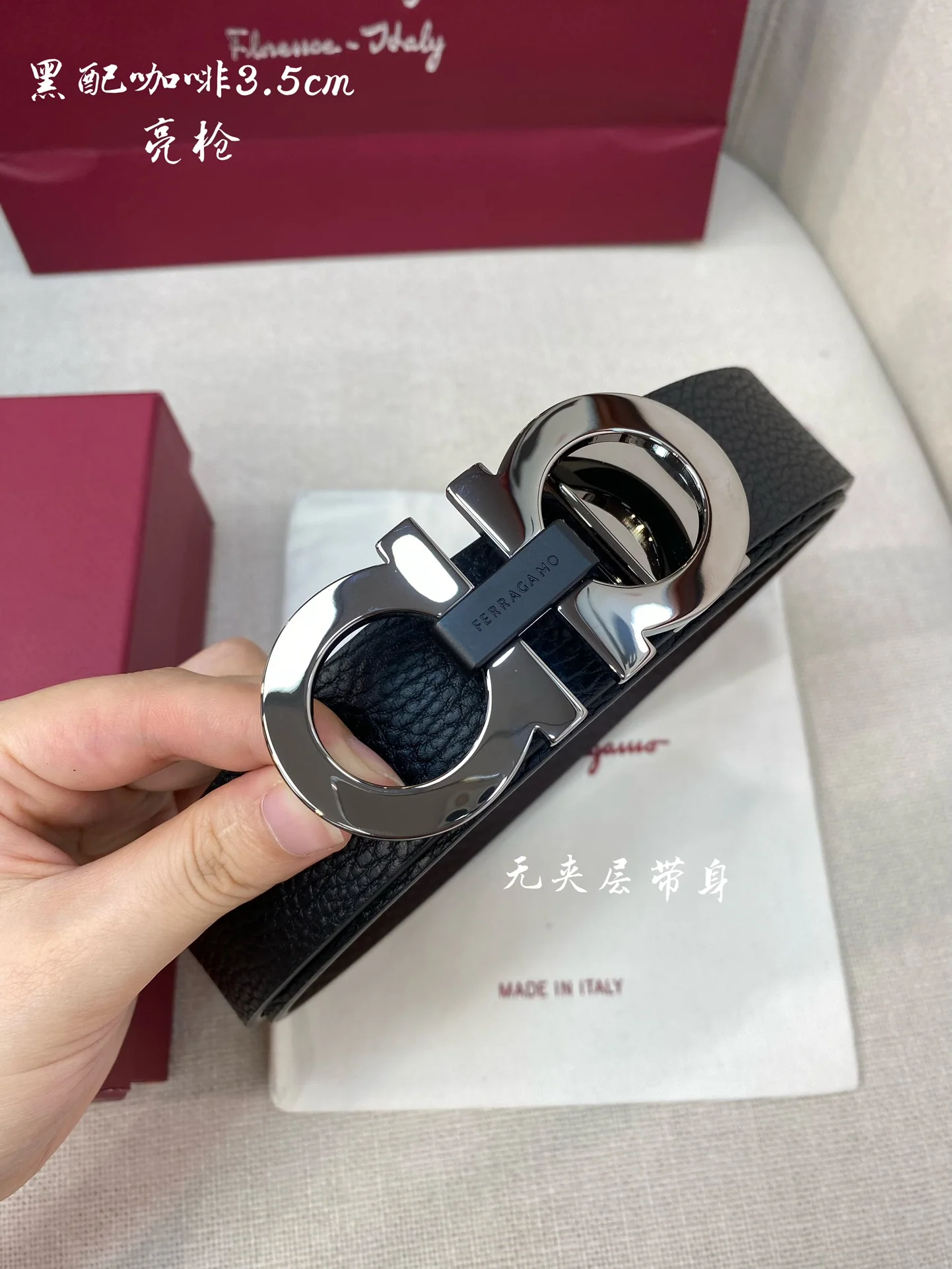 페레가모 천연 가죽 남성 벨트 3.5 CM202500320 상세 이미지 4