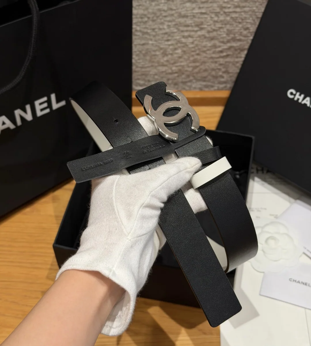 샤넬 리버시블 카프스킨 더블 C 버클 벨트 상세 이미지 5