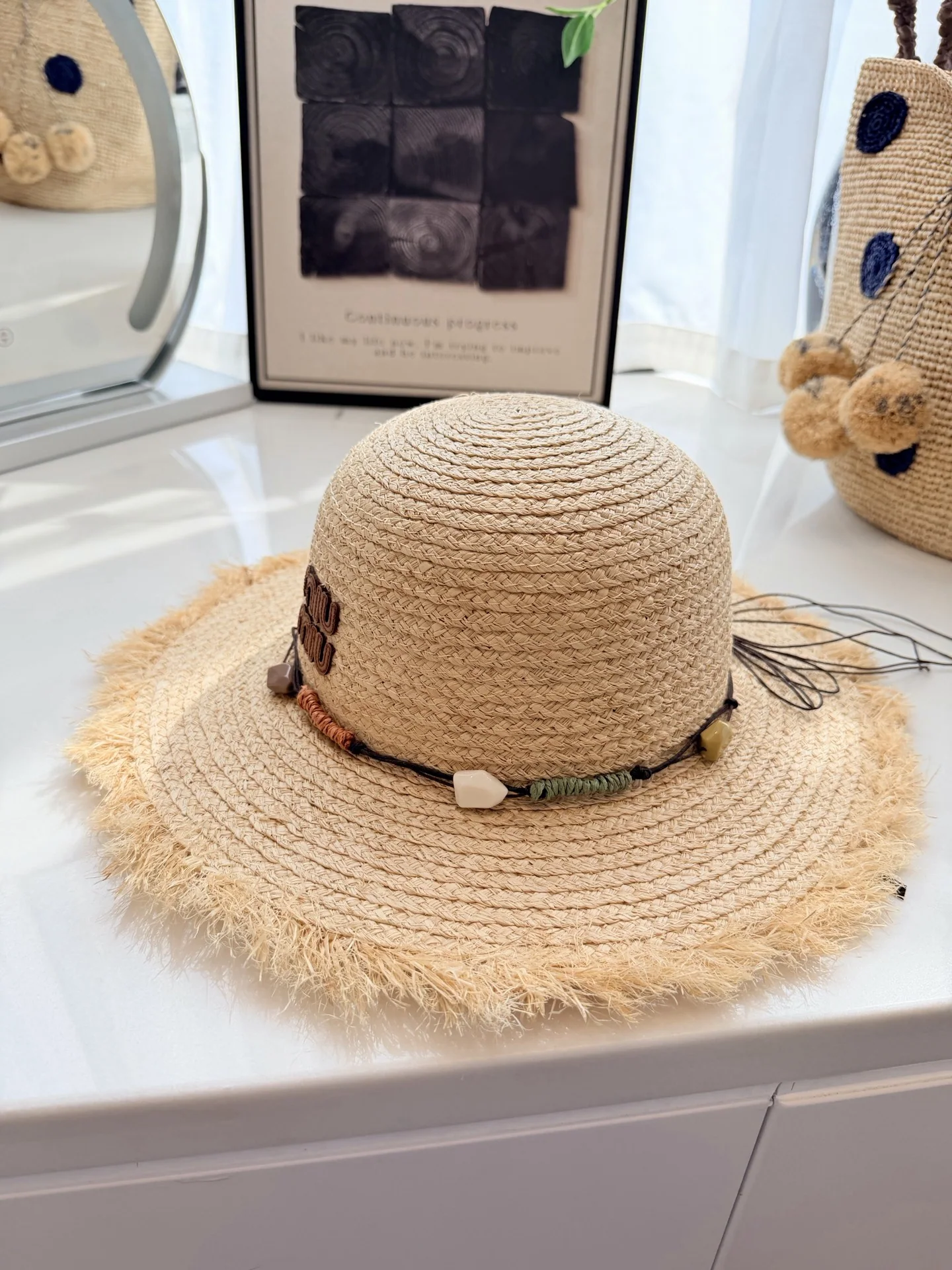 미우미우 헤진 밀짚 모자 상세 이미지 6