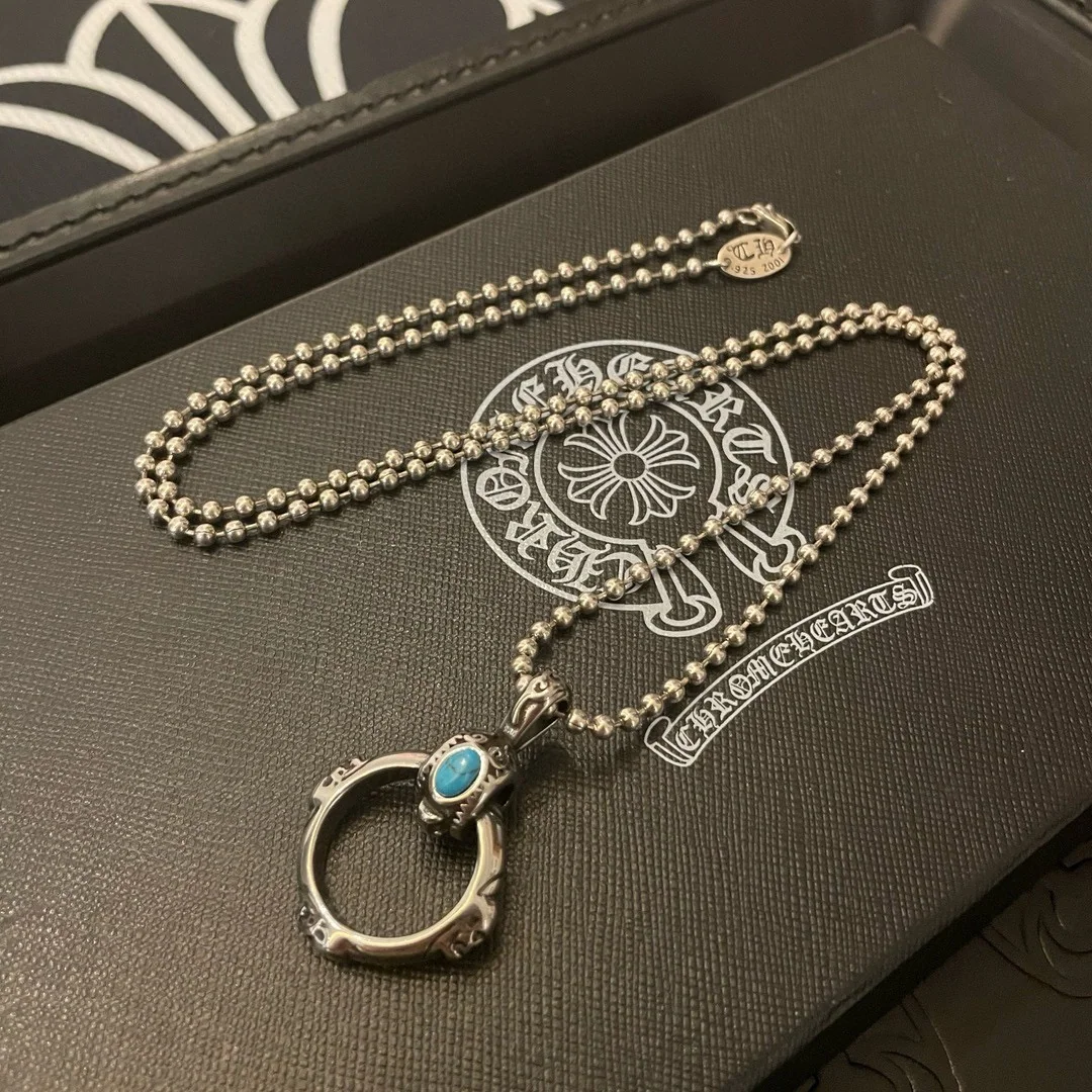 크롬하츠 클래식 레트로 비즈 더블 링 펜던트 목걸이 상세 이미지 6