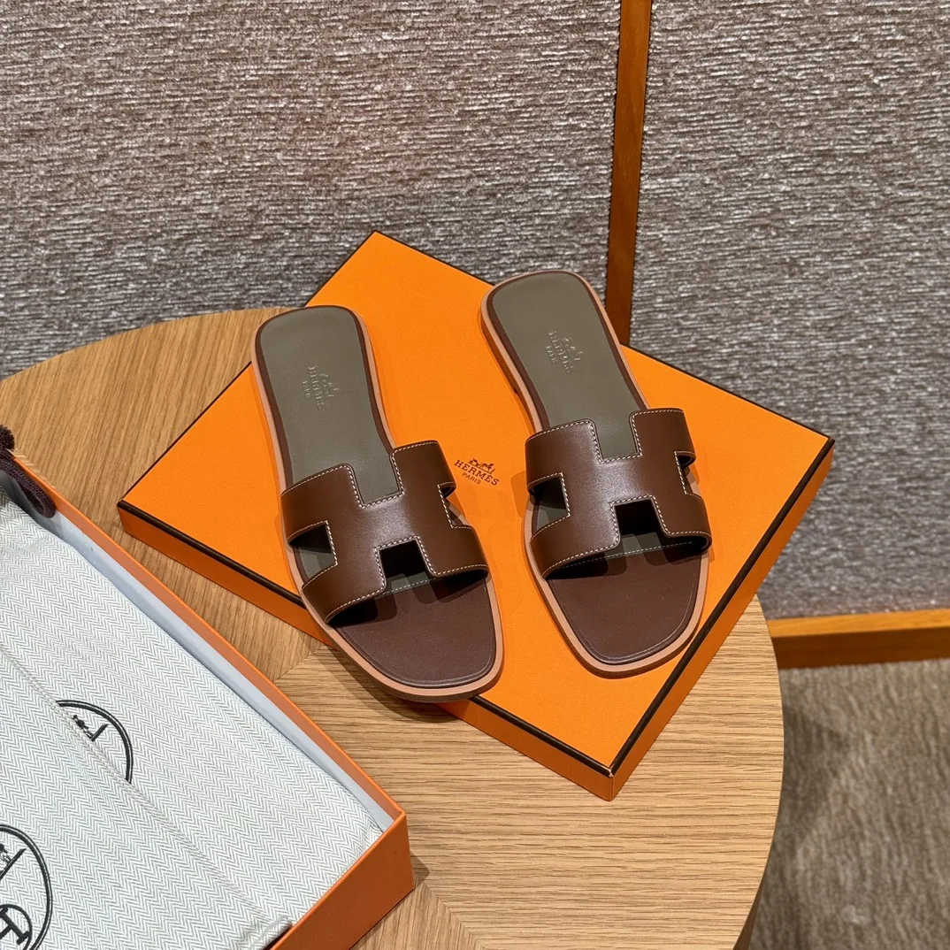 에르메스 오란 새들 레드 슬리퍼 상세 이미지 4