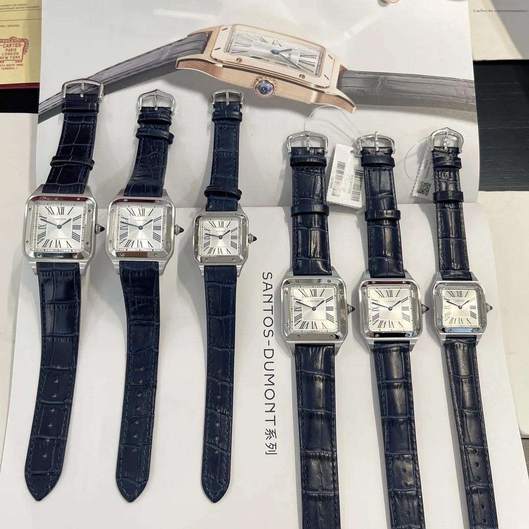 까르띠에 산토스 사파이어 글라스 블루 스틸밴드 가죽스트랩 스몰 미디움 레플리카 42757 Cartier 상세 이미지 5