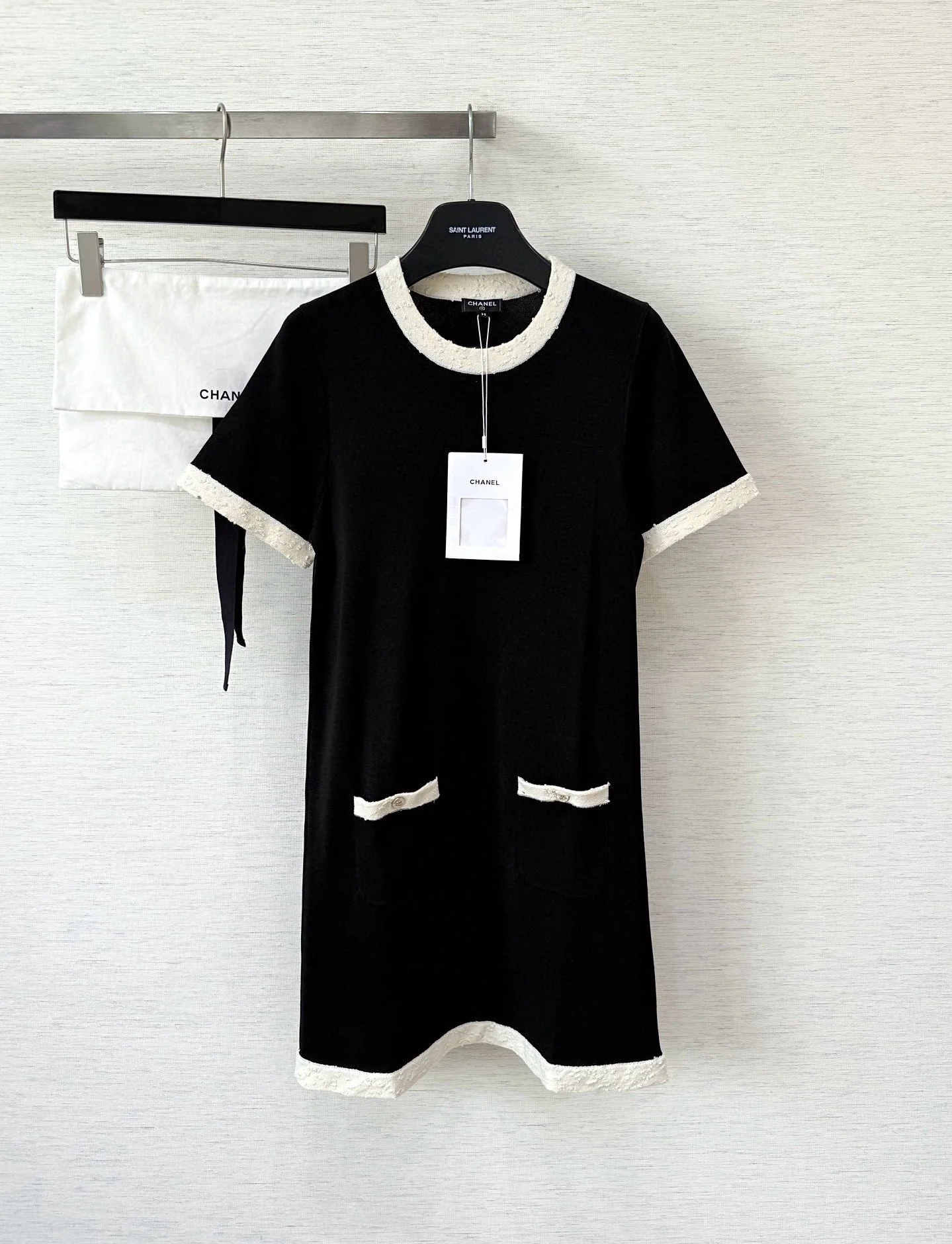 샤넬 울 컬러 블록 원피스 2025 FW