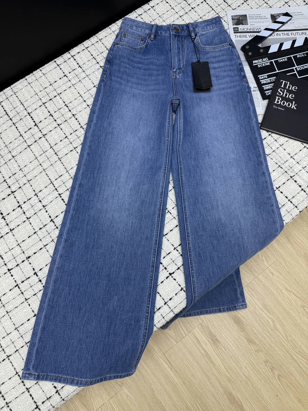 생로랑 스트레이트 레그 데님 여성 바지 상세 이미지 4