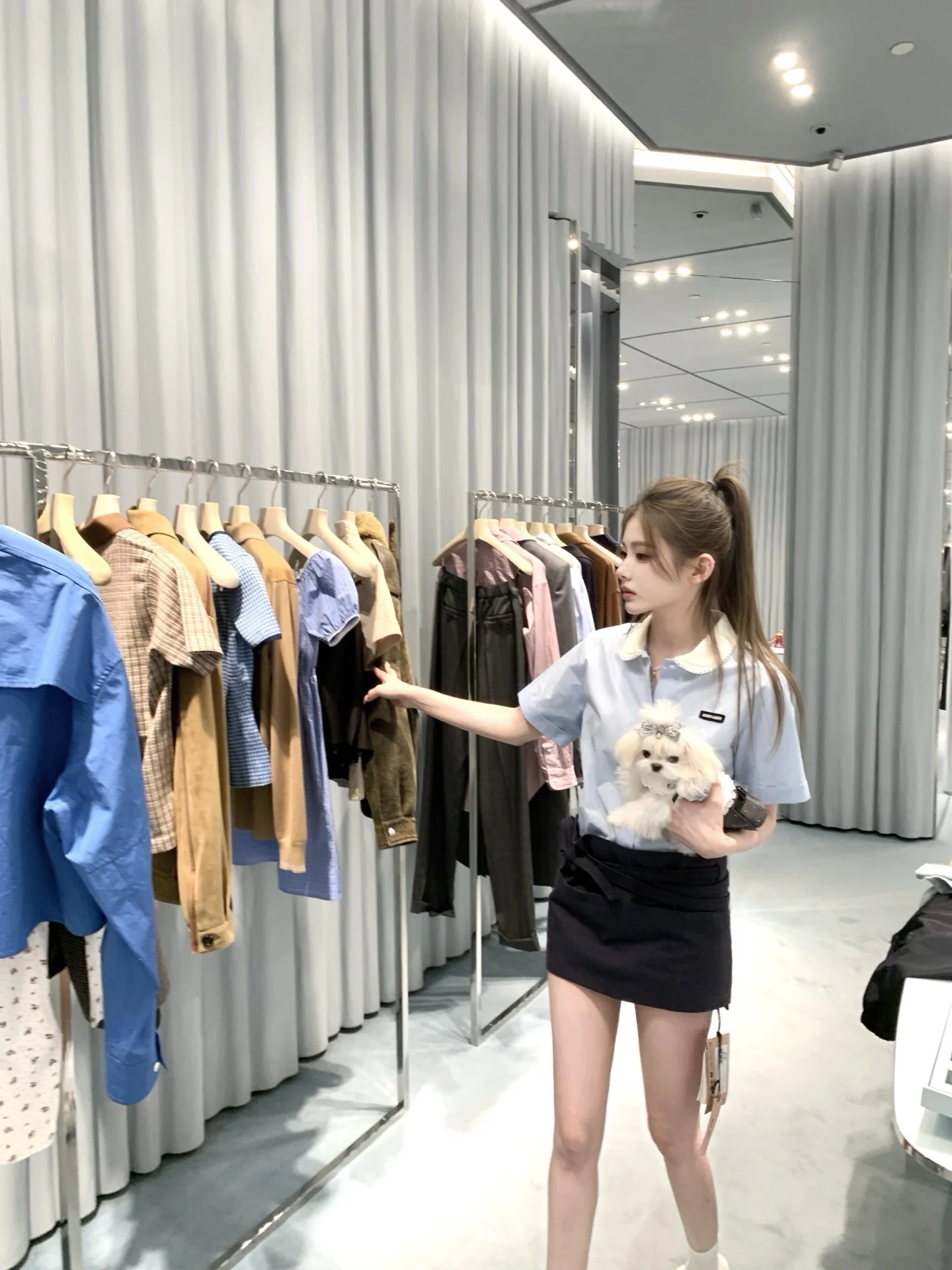 미우미우 피터팬 카라 레이스 배색 반팔 셔츠 26 SS 상세 이미지 9
