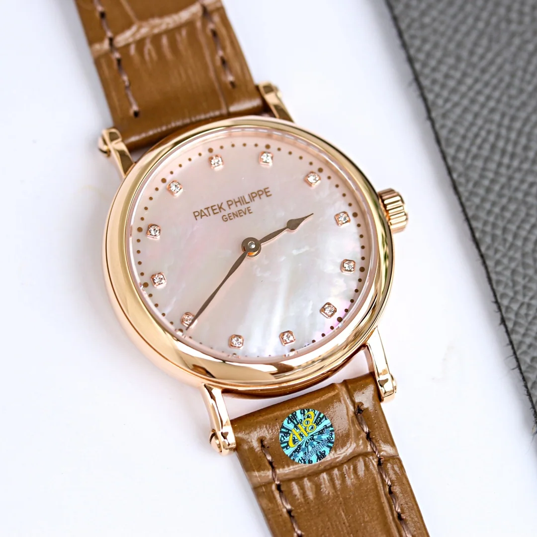 파텍필립 프리미엄 워치 다이아 자동 초박형 레더스트랩 화이트 다이얼 여성용 레플리카 44192 Patek Philippe