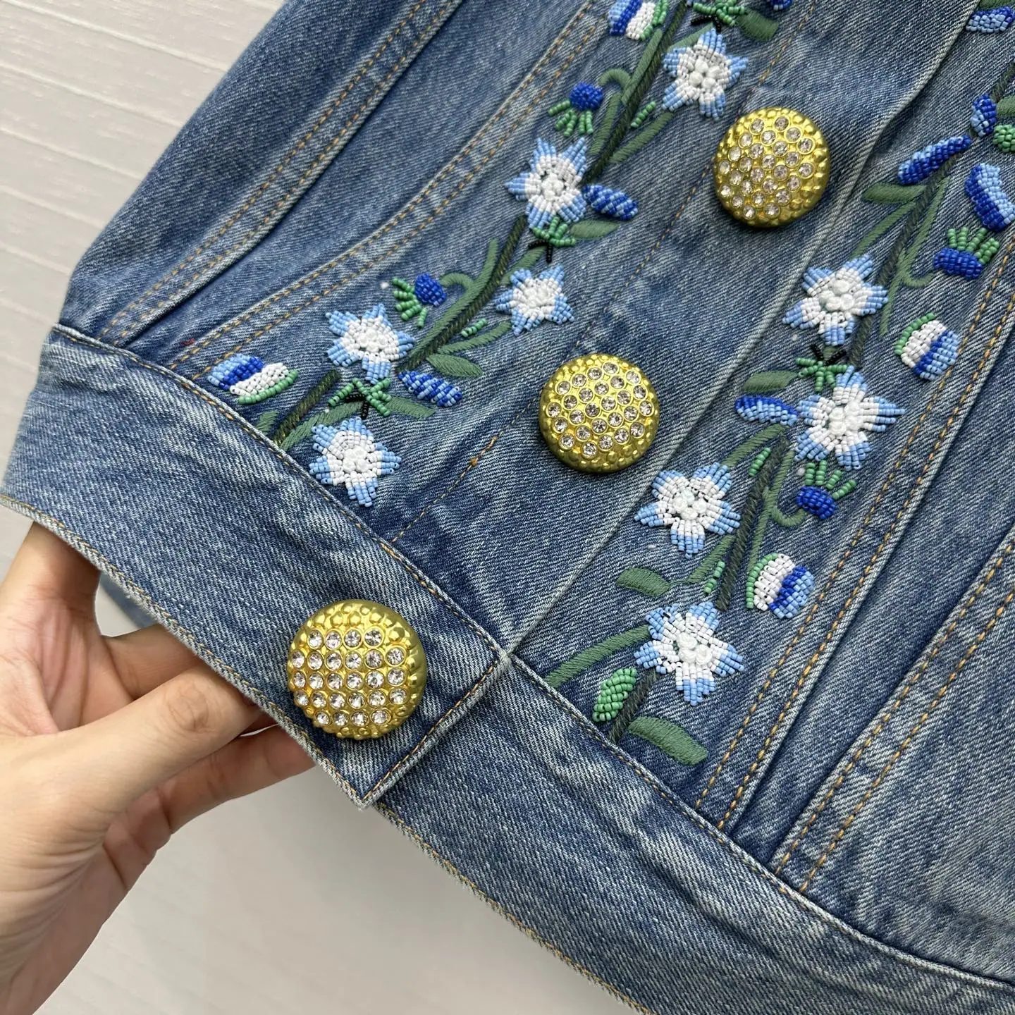 발렌티노 비즈 자수 데님 여성 자켓 상세 이미지 5
