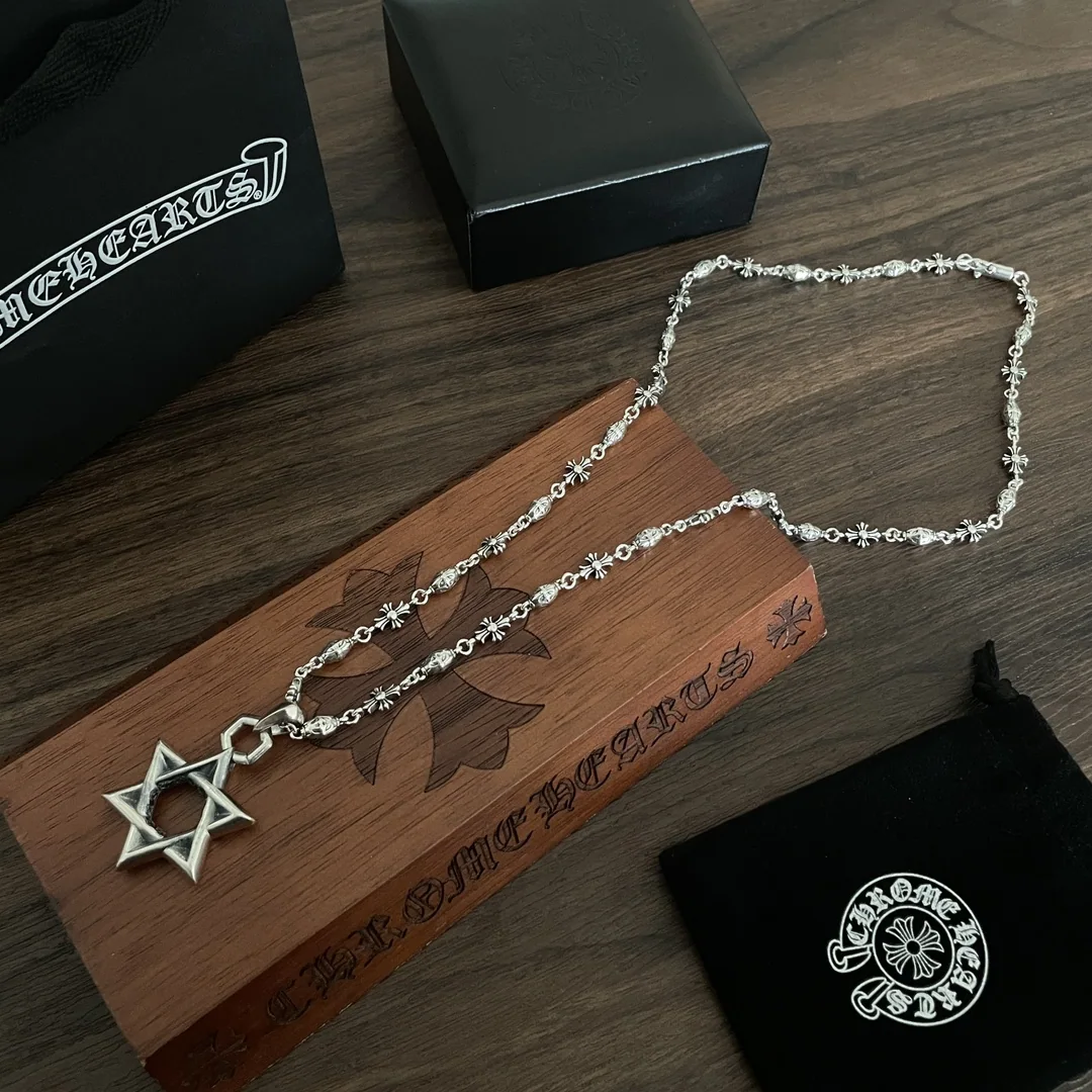 크롬하츠 육각형 스타 크로스 펜던트 목걸이 상세 이미지 6