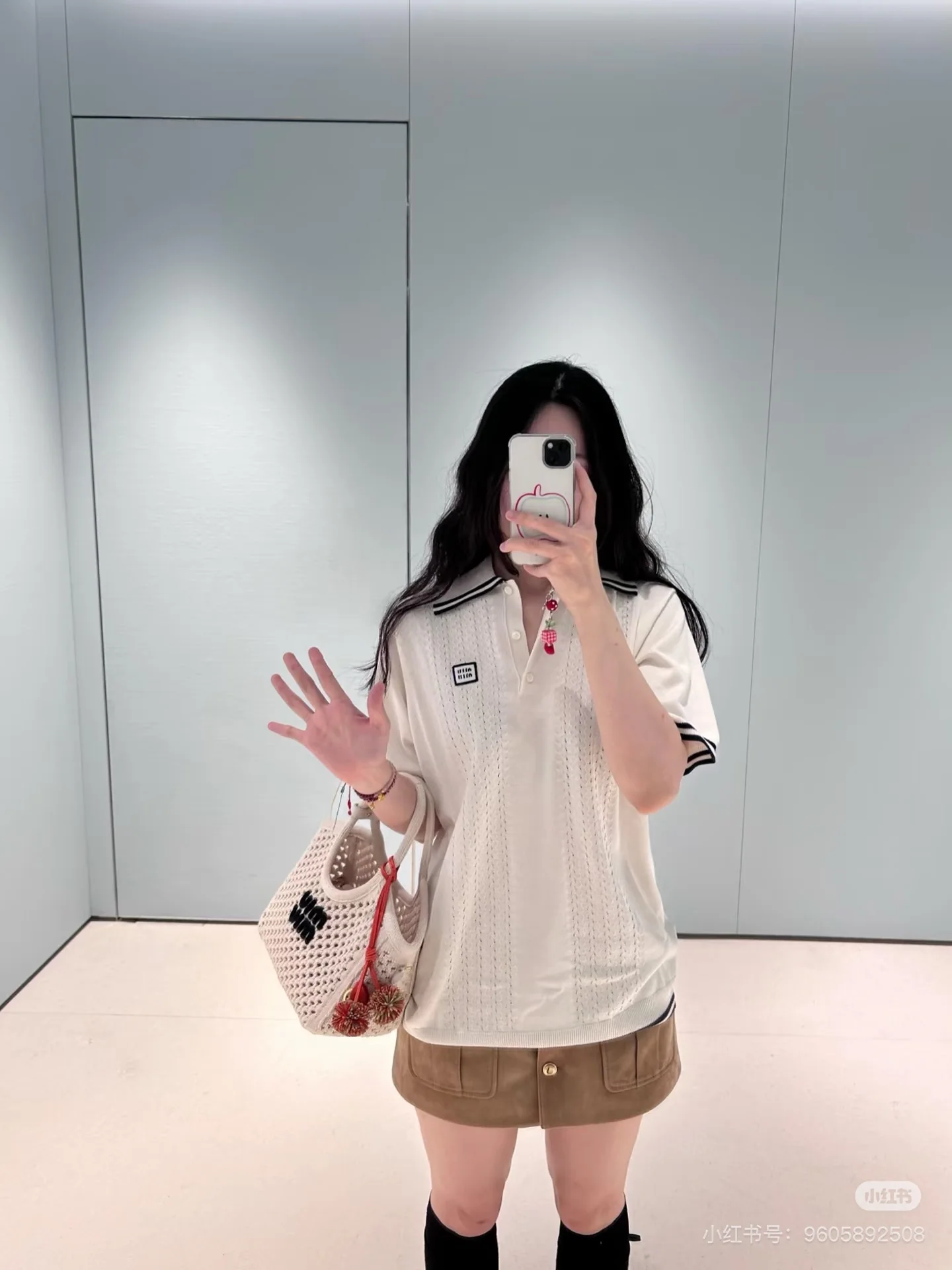 미우미우 크로셰 카라 반팔 니트 탑 25 SS 상세 이미지 1