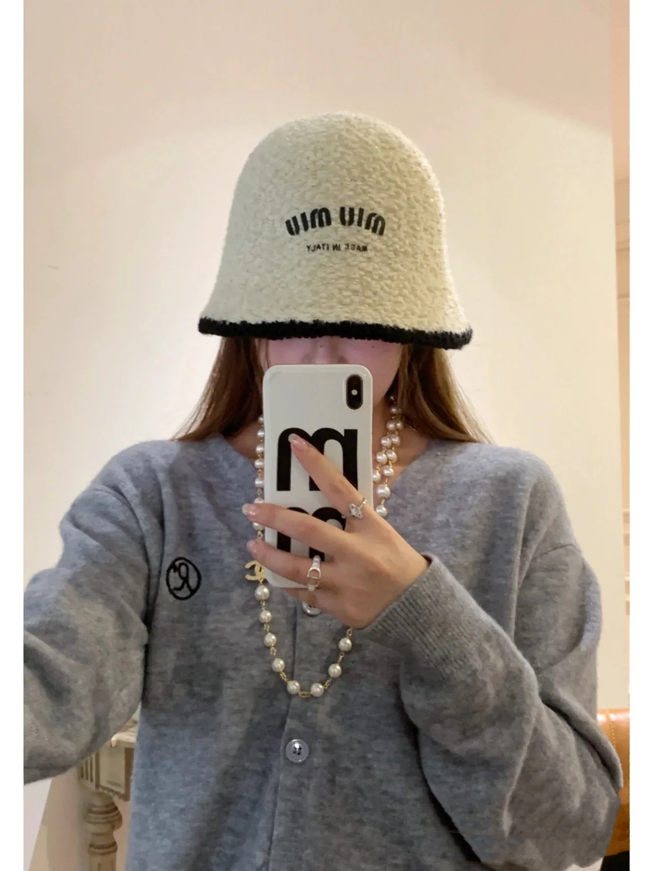 미우미우 램 울 퍼 버킷 햇 모자 상세 이미지 5