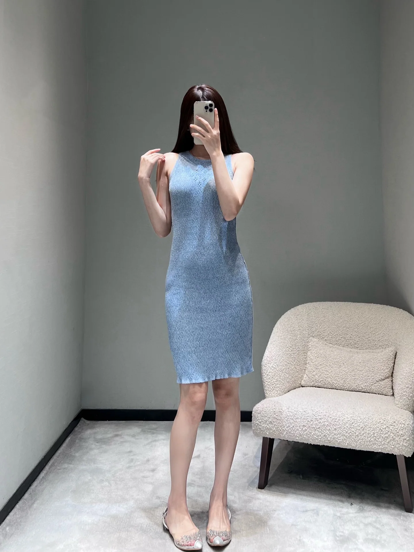 샤넬 데님 블루 슬리브리스 원피스 2026 SS