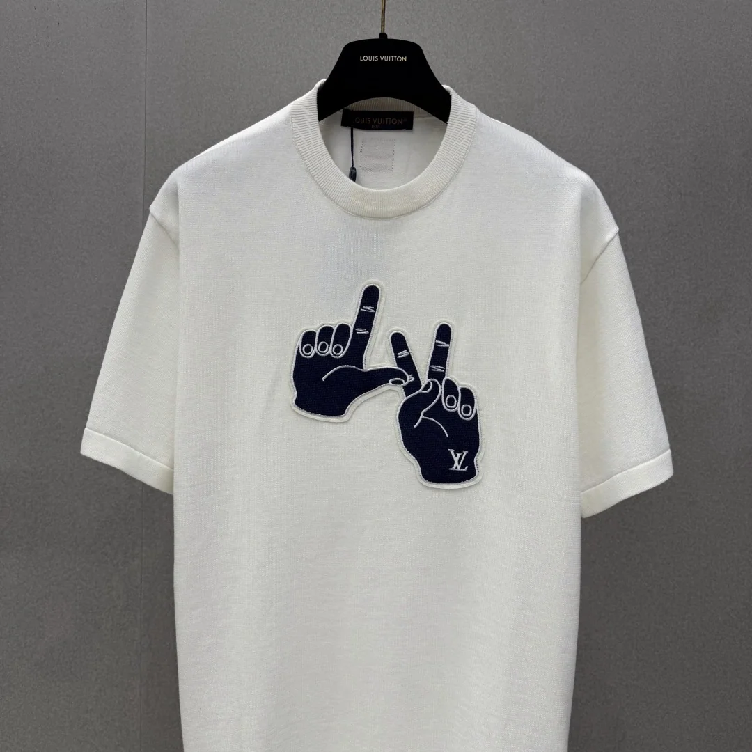 루이비통 LV 핸드 자수 반팔 티셔츠 상세 이미지 3
