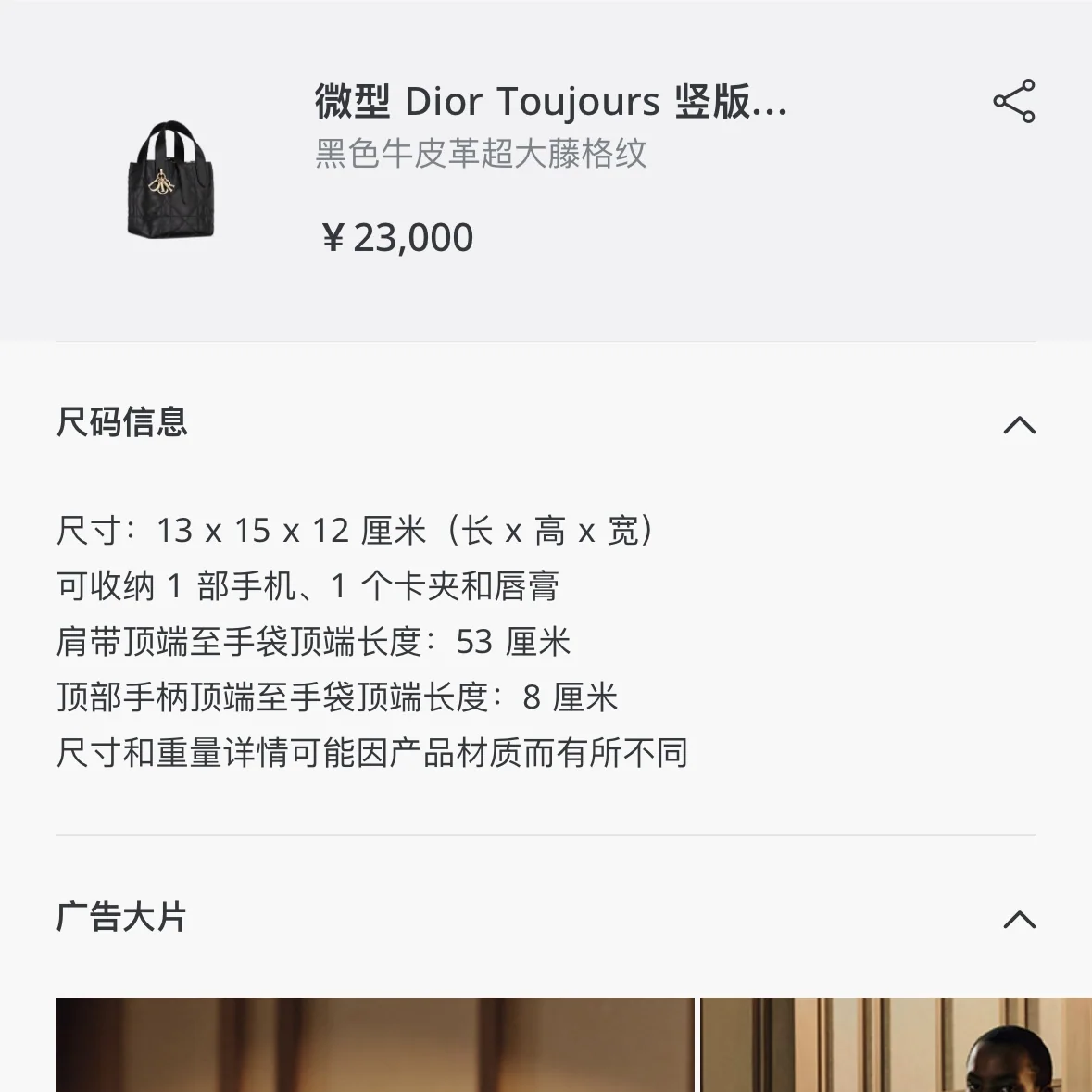 디올 버티컬 까나쥬 미니 블랙 가방 상세 이미지 6
