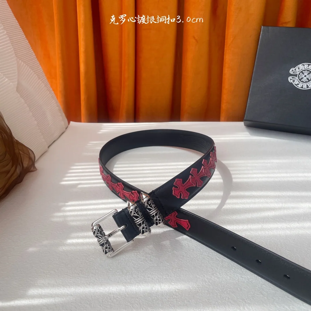 크롬하츠 켈틱 드래곤 실버 버클 가죽 벨트 상세 이미지 3