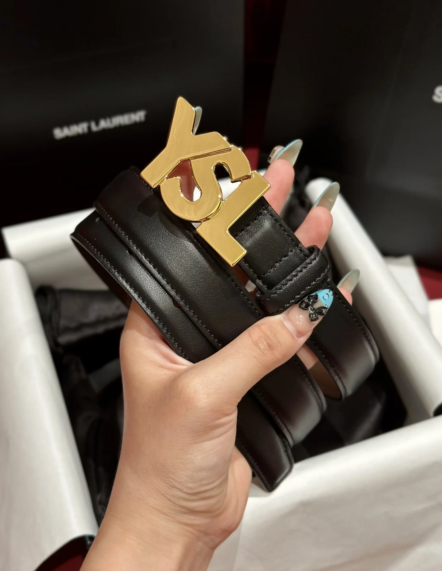 생로랑 YSL 금장 버클 양면 소가죽 벨트 상세 이미지 5
