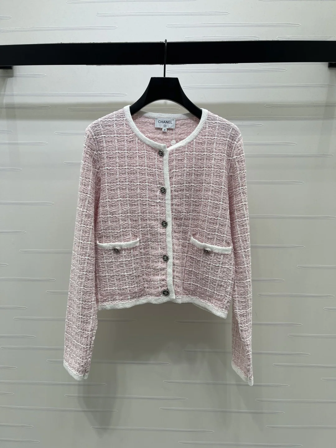 샤넬 컬러 블록 라운드넥 가디건 154616