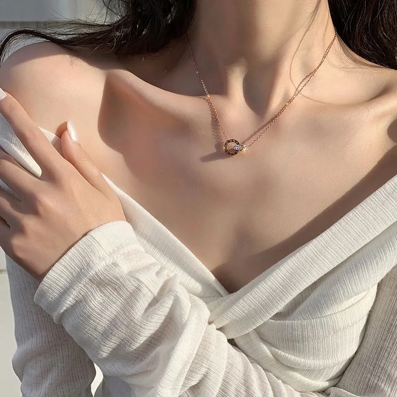 까르띠에 다이아몬드 더블 링 목걸이 상세 이미지 4