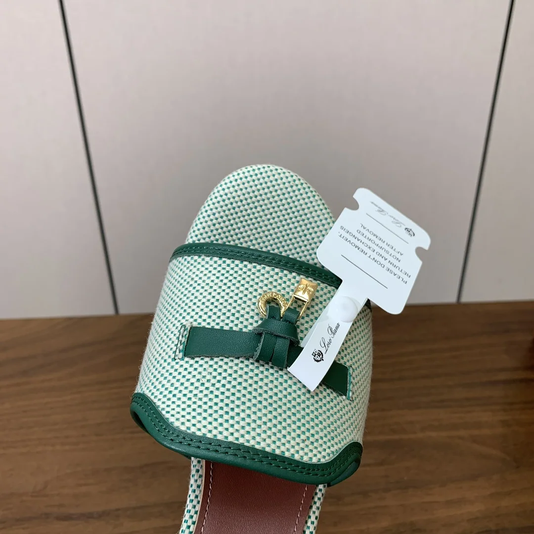 로로피아나 컬러 블록 미드힐 뮬 샌들 상세 이미지 7