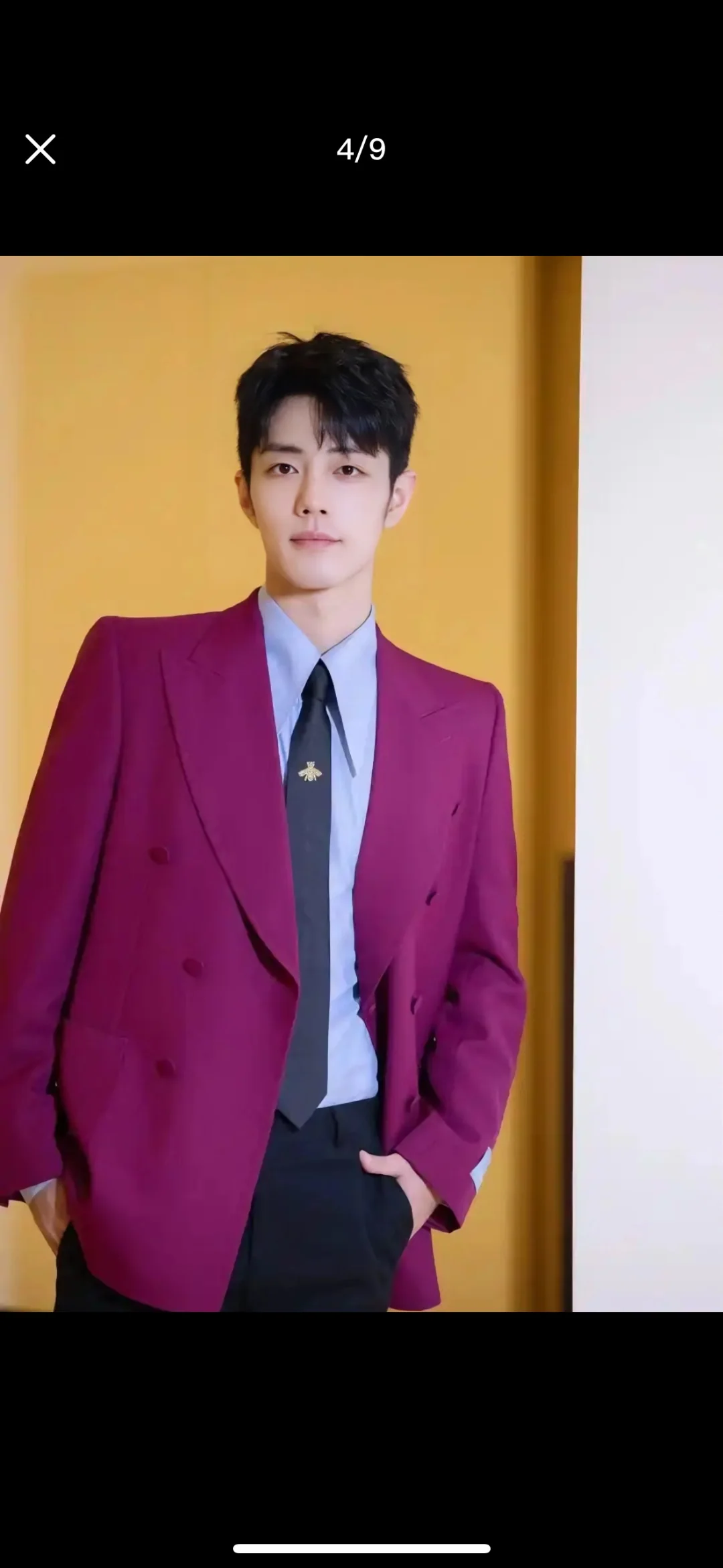 디올 금색 벌 자수 실크 넥타이 상세 이미지 1