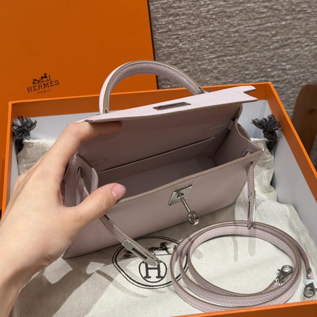 에르메스 미니 켈리 퍼플 실버 하드웨어 가방 상세 이미지 8