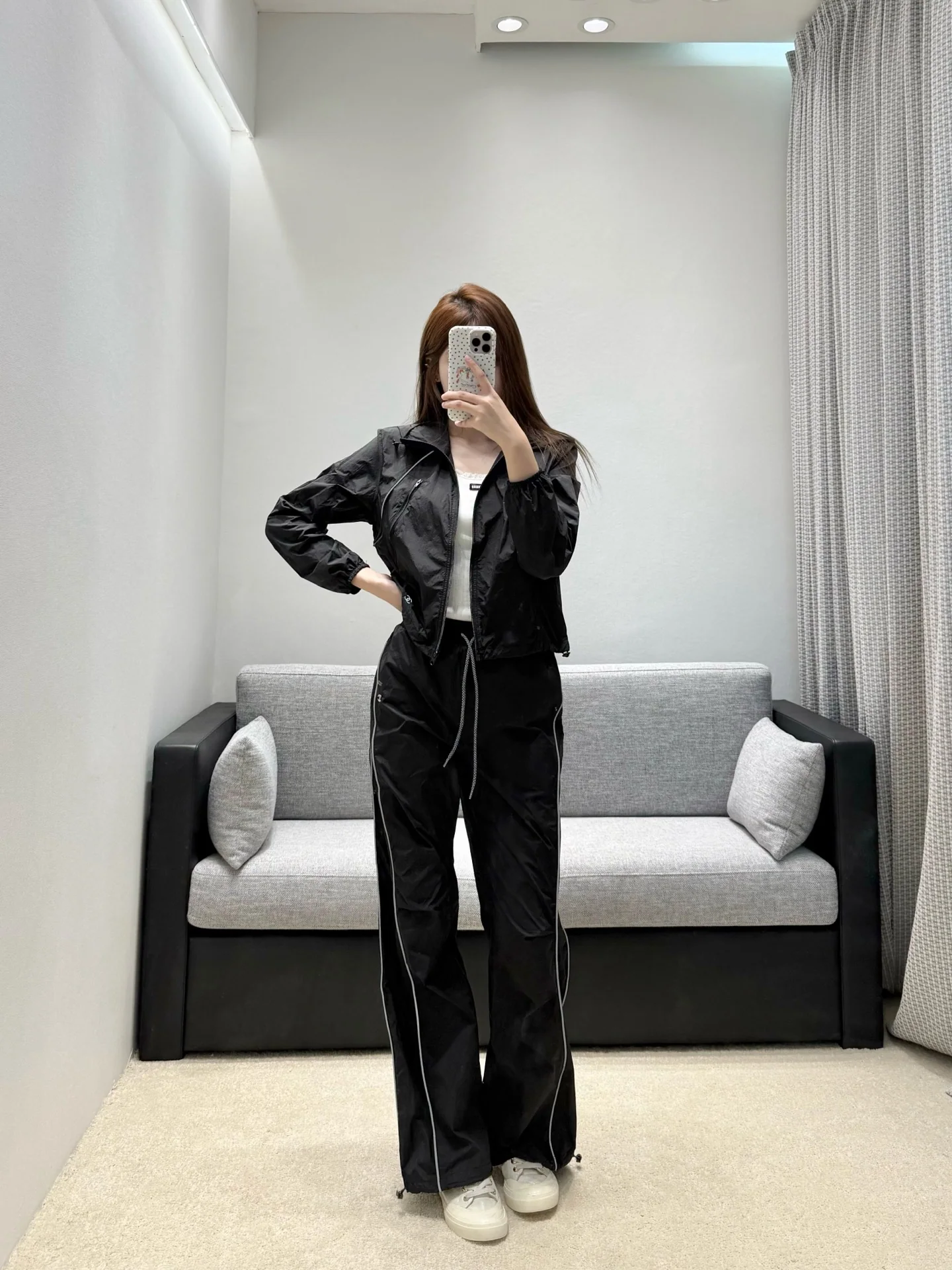 샤넬 크롭 후드 재킷 와이드 팬츠 세트 상세 이미지 1