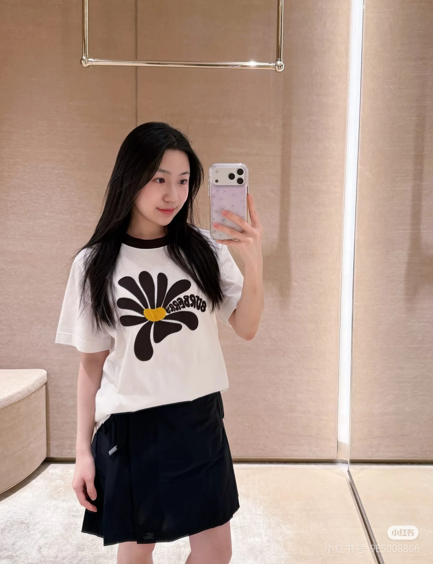 버버리 국화 자수 패치워크 여성 반팔 티셔츠 상세 이미지 17