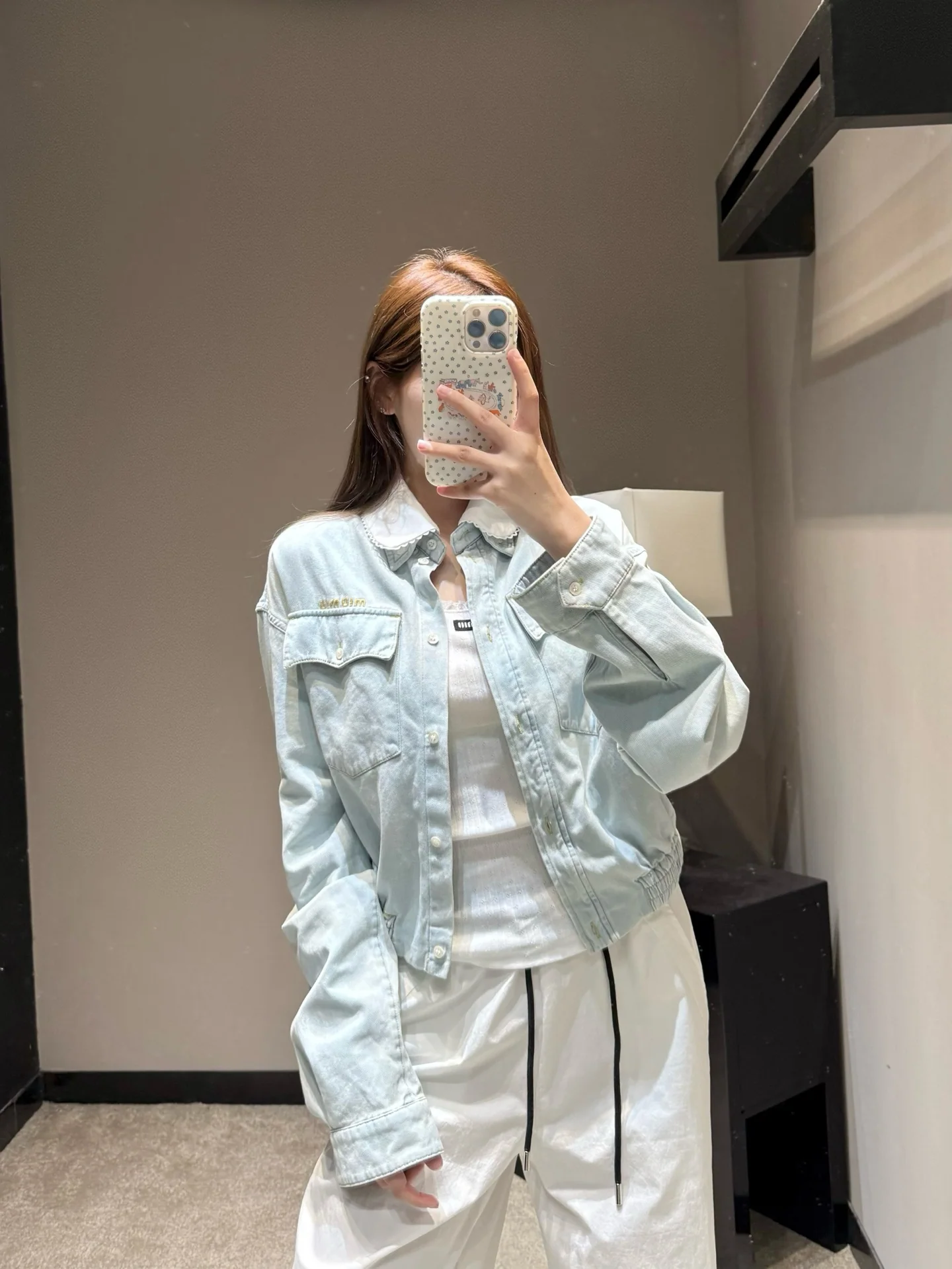 미우미우 피터팬 카라 데님 자켓 상세 이미지 1