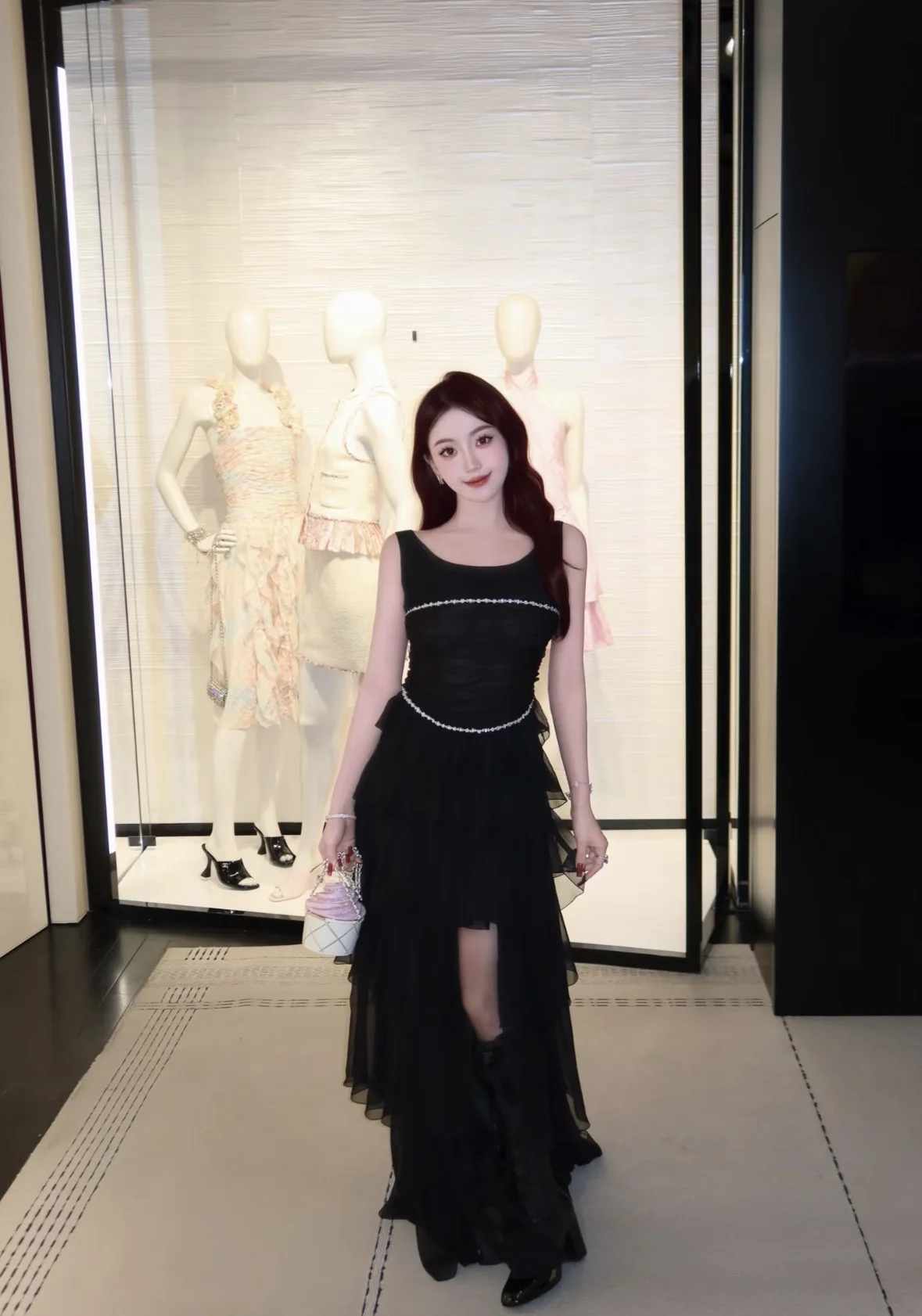 샤넬 실크 드레이프 여성 원피스 상세 이미지 4