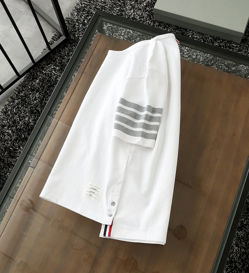 톰브라운 클래식 실염색 피케 코튼 반팔 티셔츠 상세 이미지 3