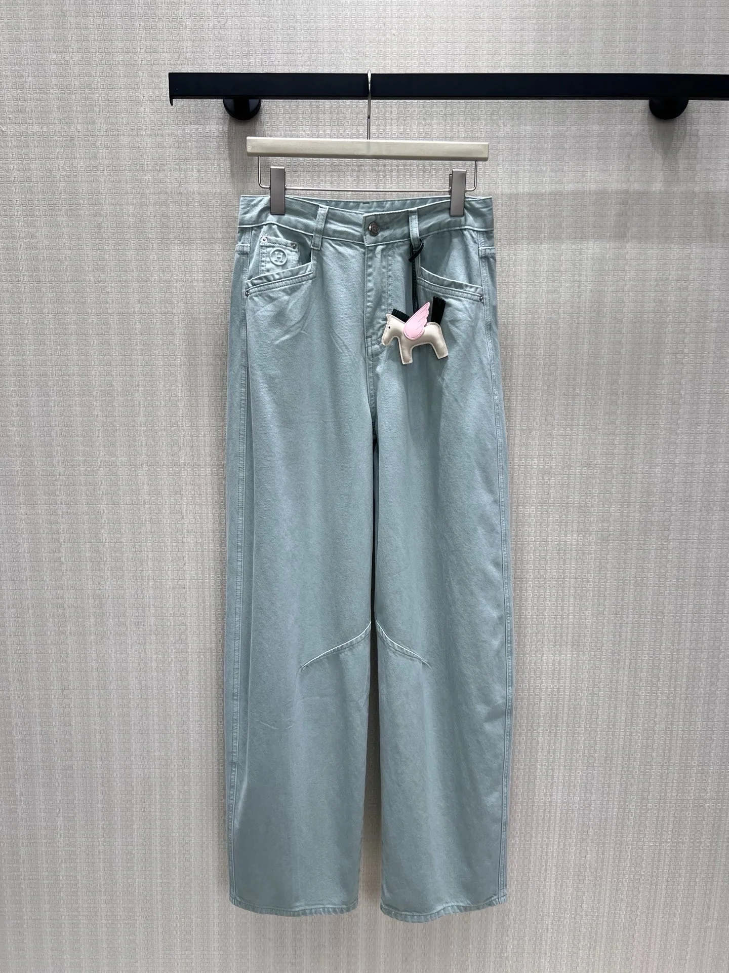 에르메스 민트그린 하이웨이스트 와이드 여성 바지 상세 이미지 2
