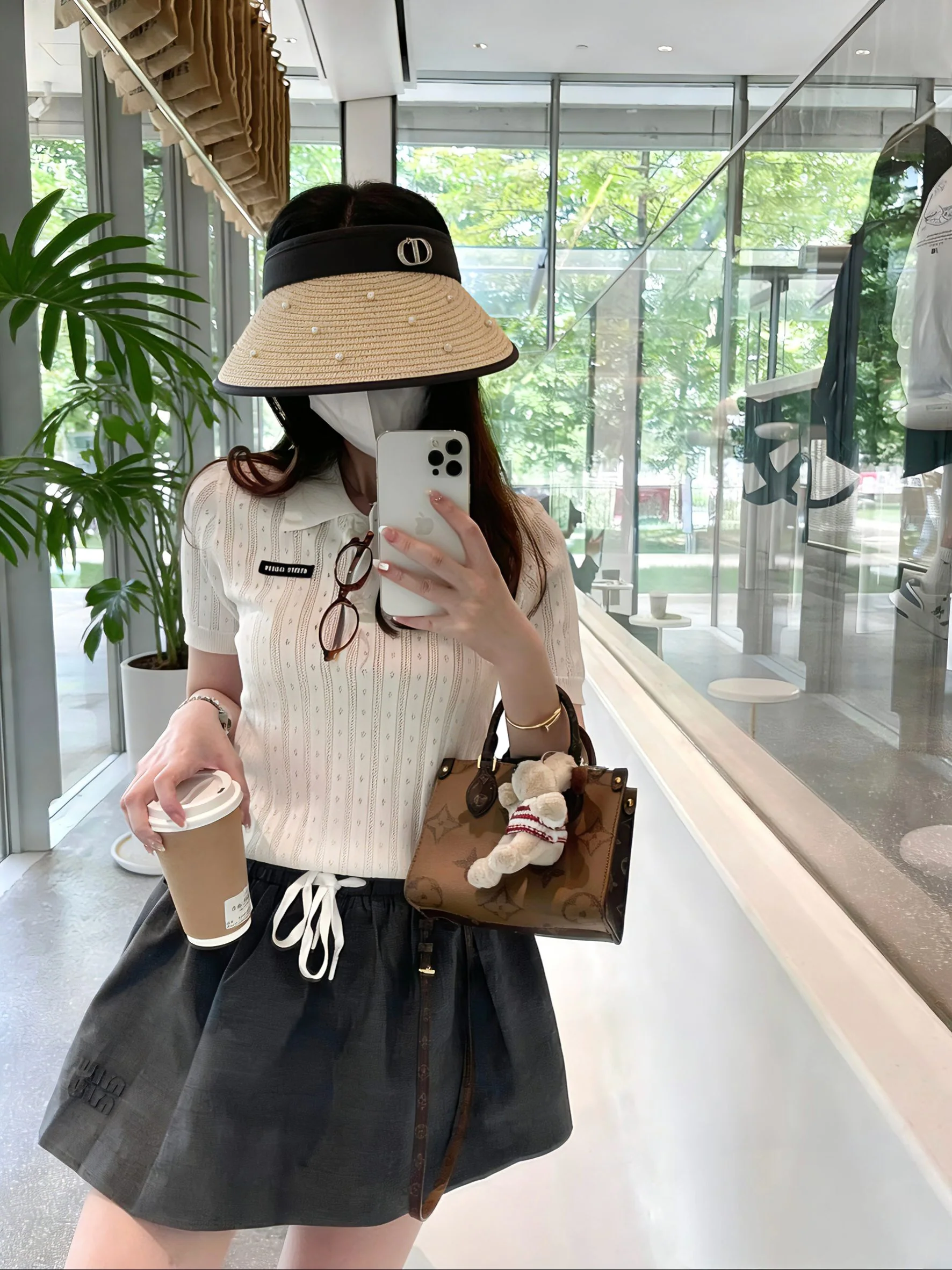 디올 진주 장식 선햇 모자 상세 이미지 1