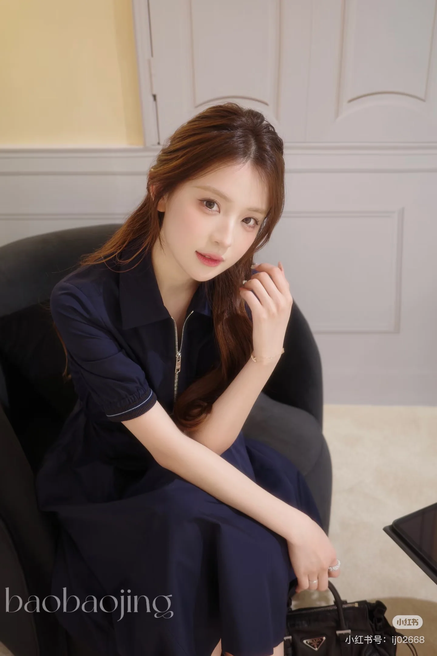 프라다 네이비 코튼 셔츠형 여성 원피스 상세 이미지 9