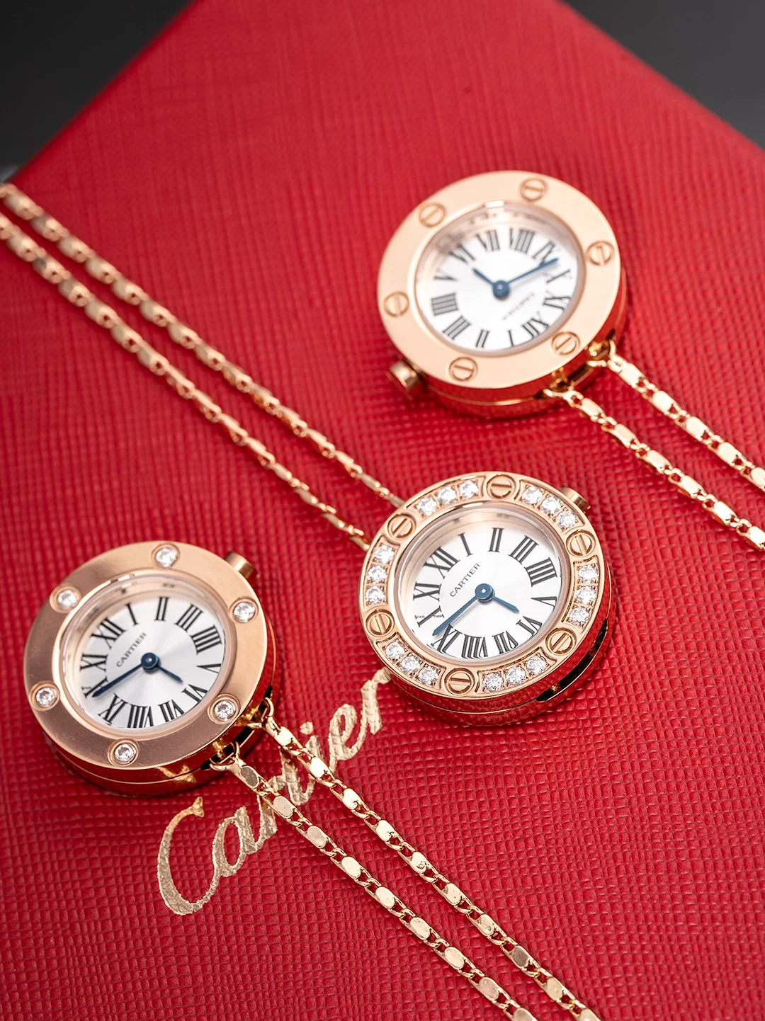 까르띠에 시계 쿼츠 무브먼트 다이아 로즈골드 블루 스틸밴드 가죽스트랩 레플리카 42859 Cartier 상세 이미지 6