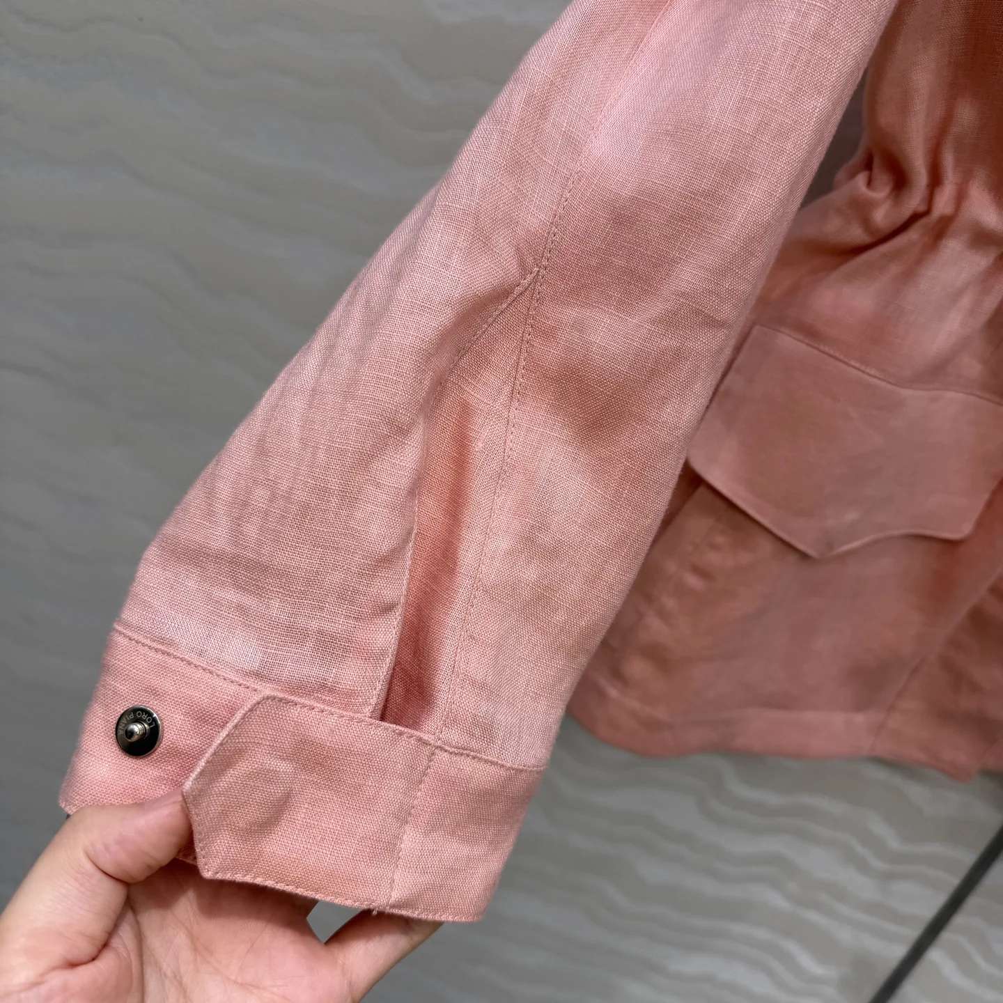 로로피아나 린넨 스탠드 카라 여성 자켓 상세 이미지 7