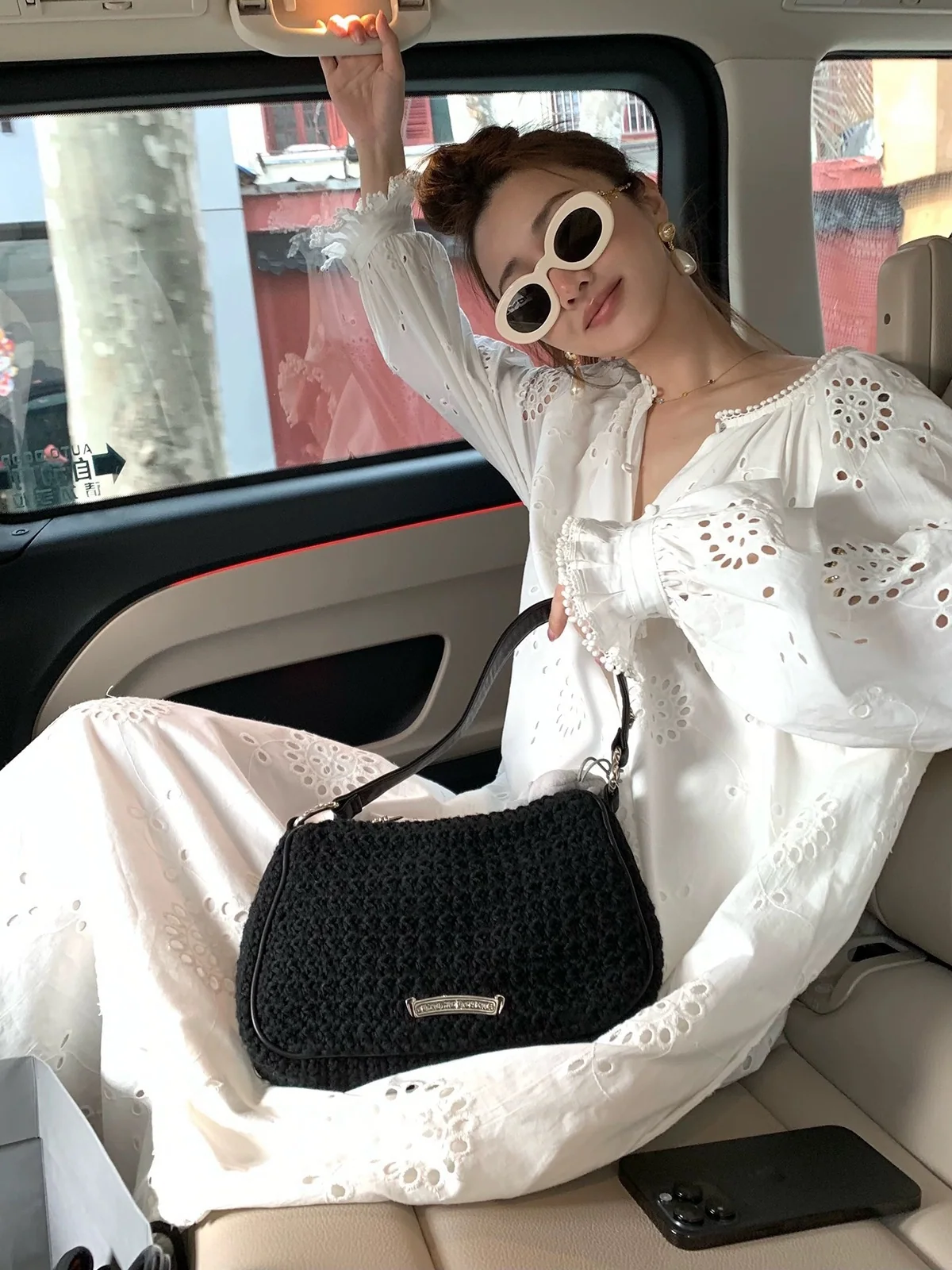 샤넬 버튼 펄 라지 티어드롭 귀걸이 상세 이미지 2