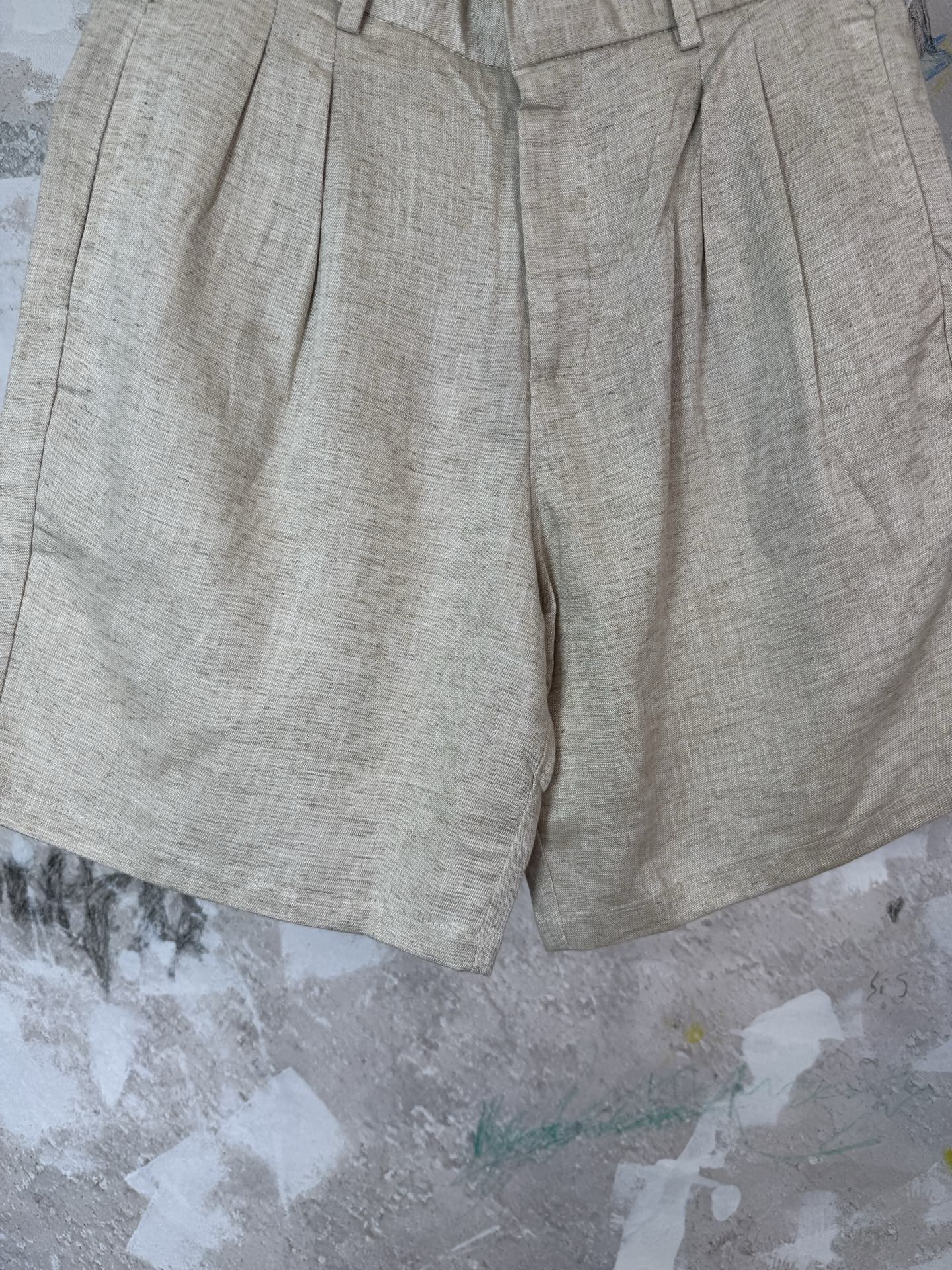 로로피아나 벅스턴 린넨 더블 플리츠 반바지 상세 이미지 5