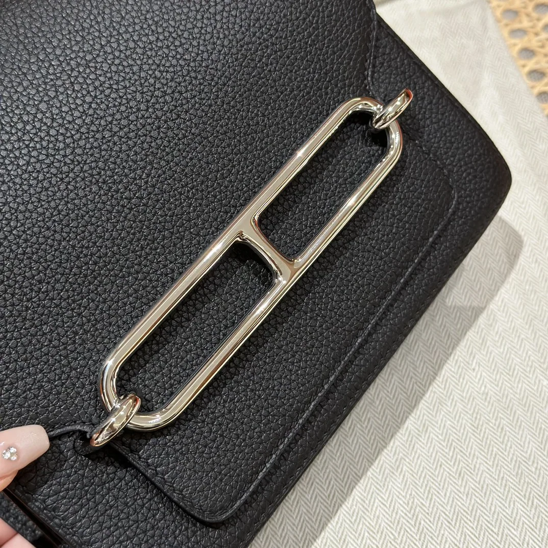 에르메스 토고 실버 장식 블랙 소가죽 핸드백 19 CM 상세 이미지 9