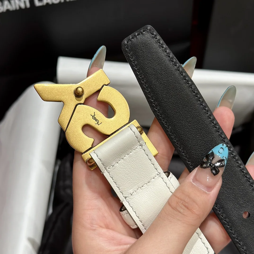 생로랑 YSL 금속 버클 양면 가죽 벨트 상세 이미지 9