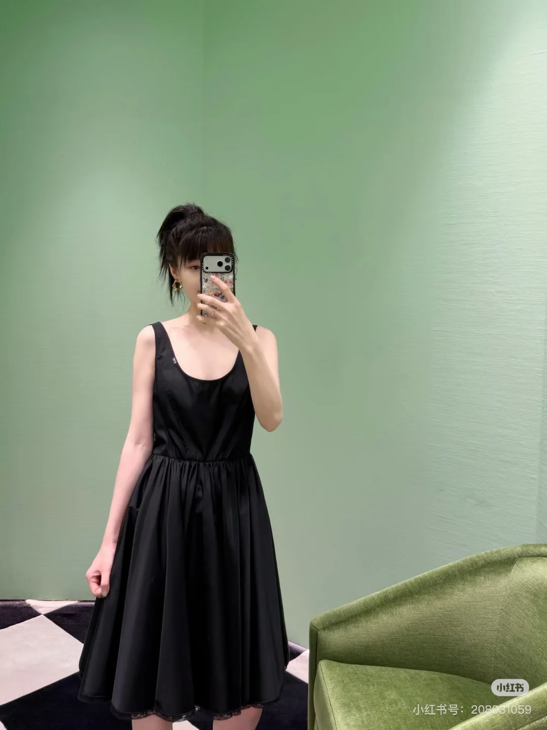 프라다 레이스 트림 플리츠 미니 나일론 원피스 상세 이미지 3