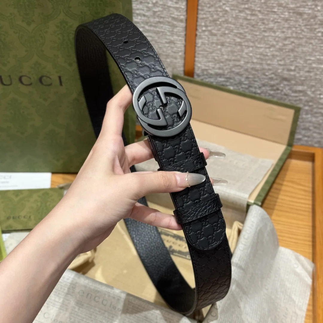 구찌 인터로킹 더블 G 소가죽 벨트 상세 이미지 4