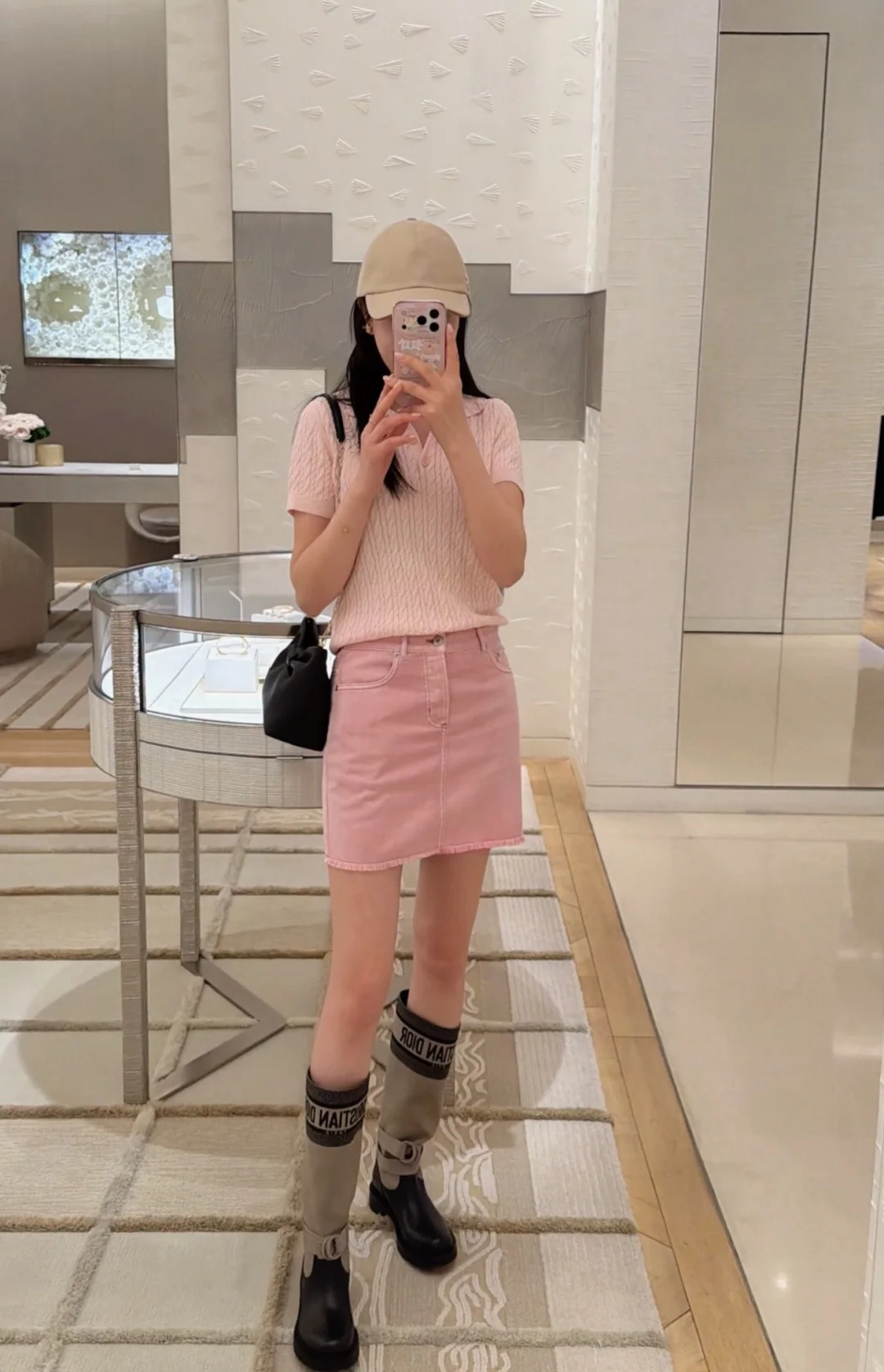 디올 핑크 데님 미니스커트 상세 이미지 7