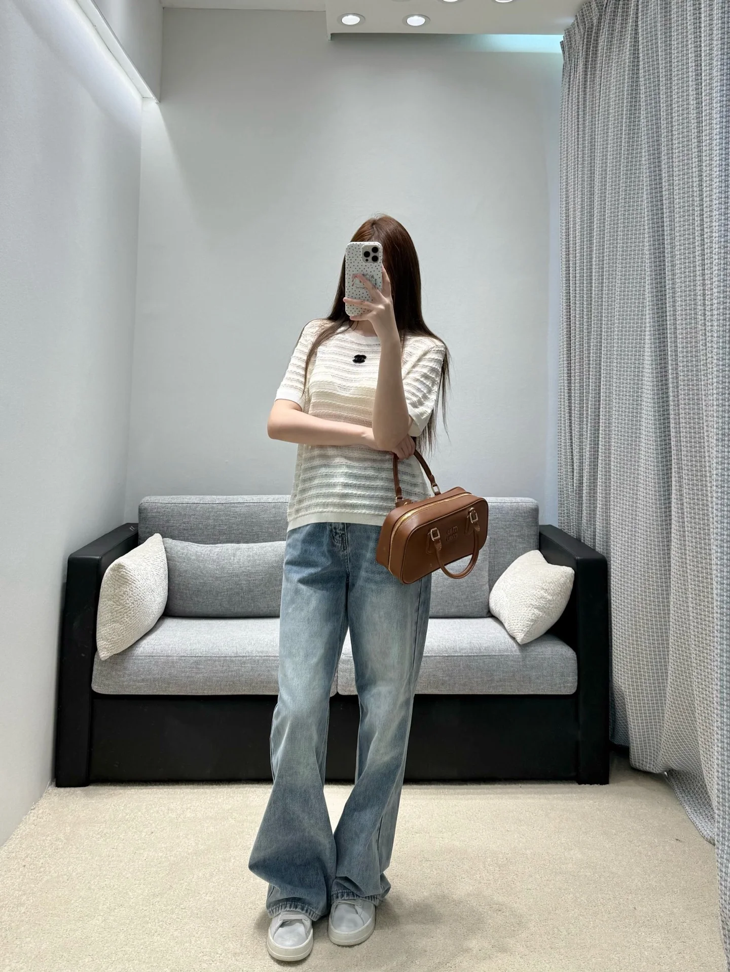 샤넬 시스루 웨이브 케이블 니트 반팔 티셔츠 상세 이미지 6