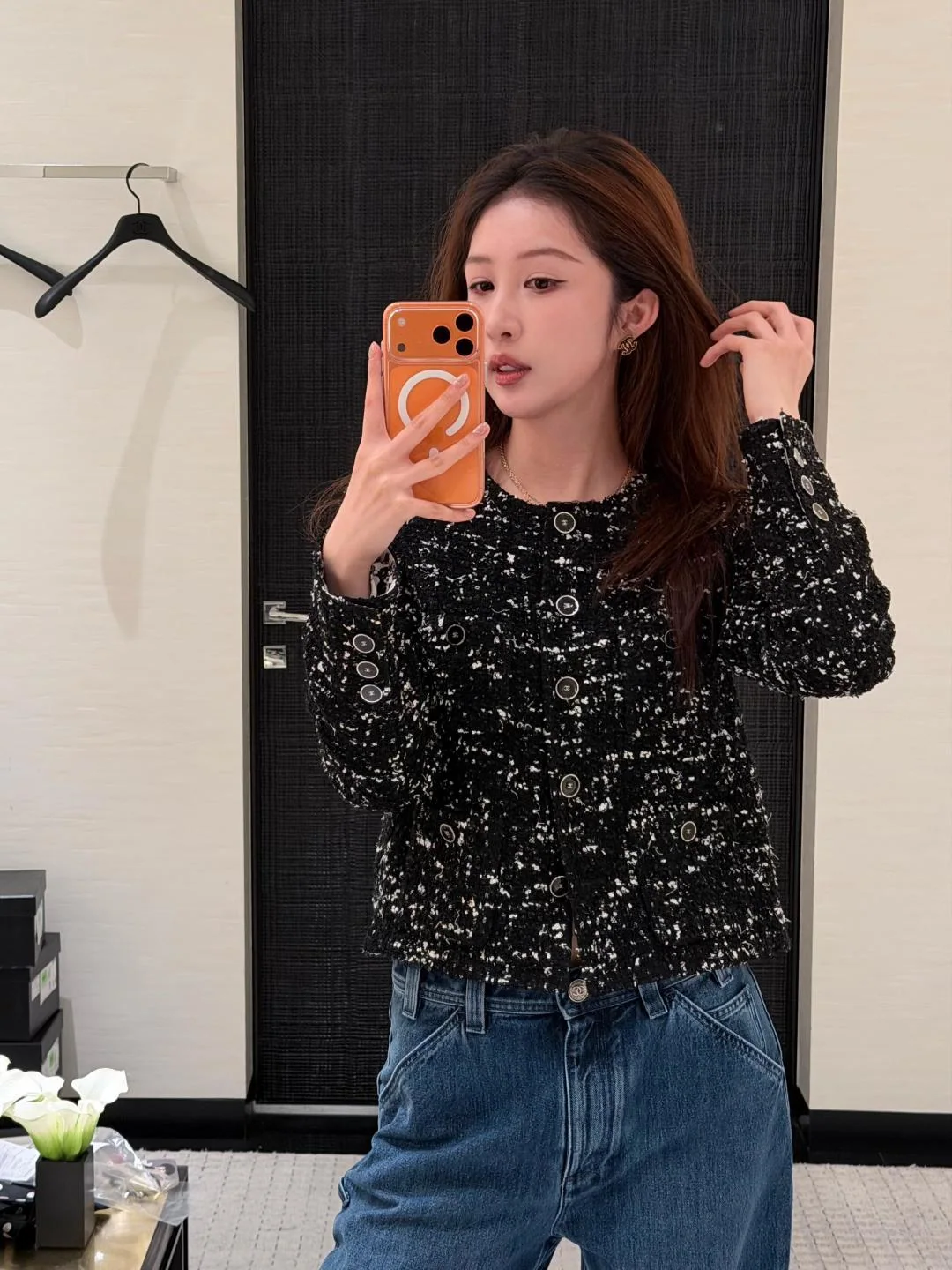샤넬 블랙 레드 더블 C 귀걸이 상세 이미지 2