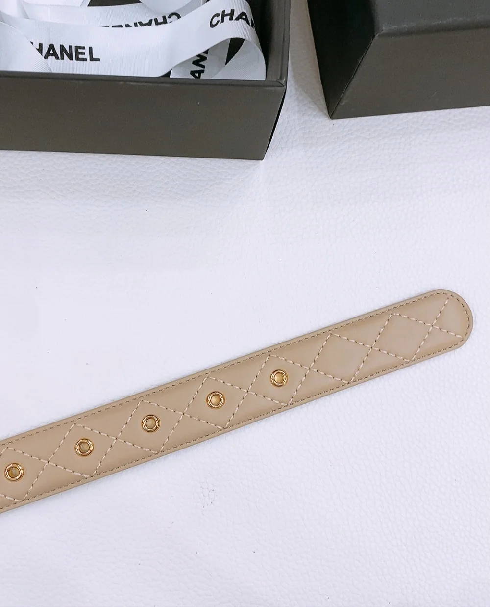 샤넬 골드 더블 C 램스킨 가죽 벨트 상세 이미지 5
