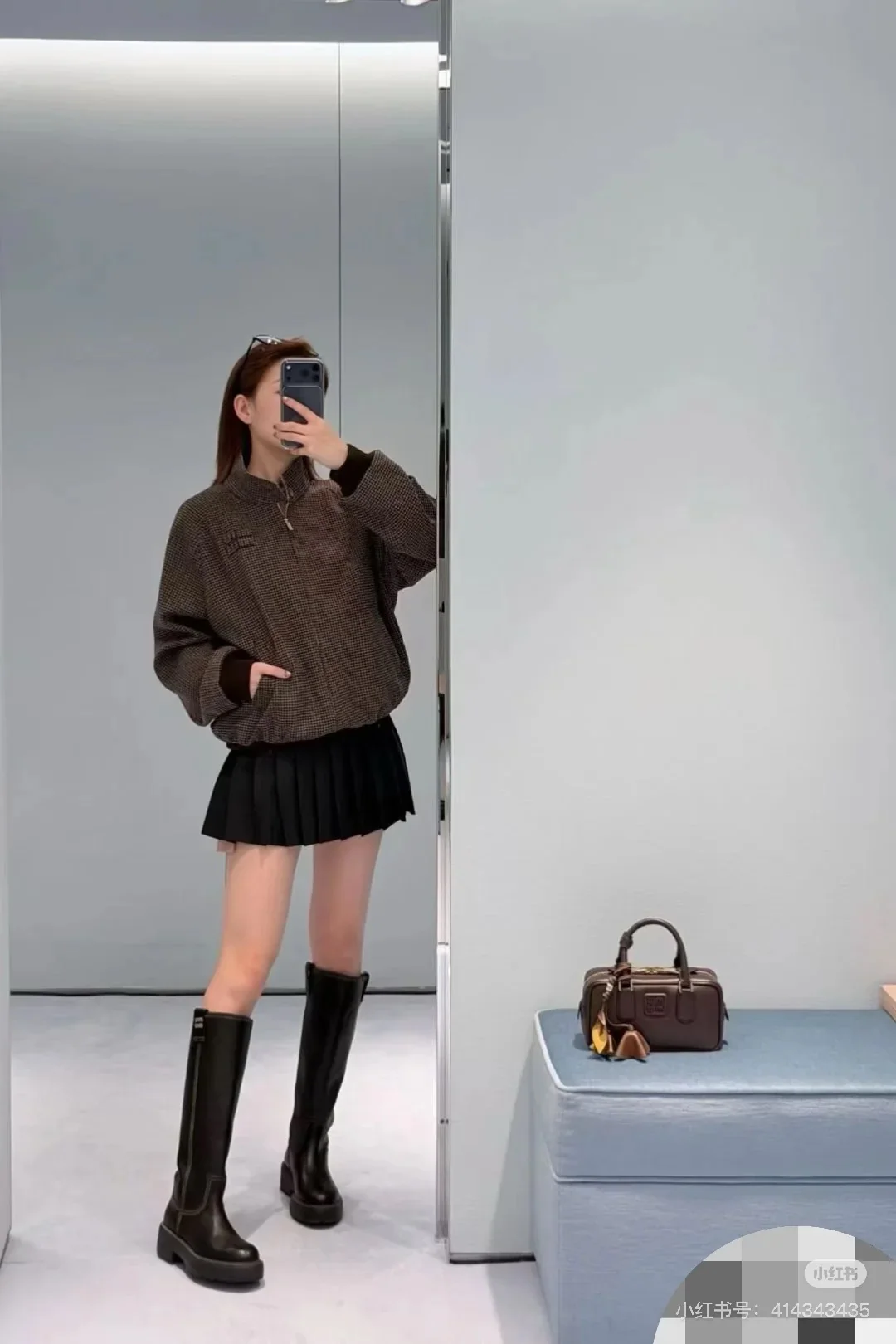 미우미우 체크 울 리버시블 여성 자켓 26 FW 상세 이미지 2