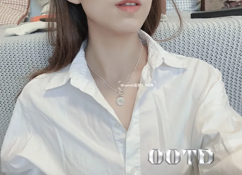 에르메스 OT 클래식 라운드 펜던트 은목걸이 상세 이미지 2